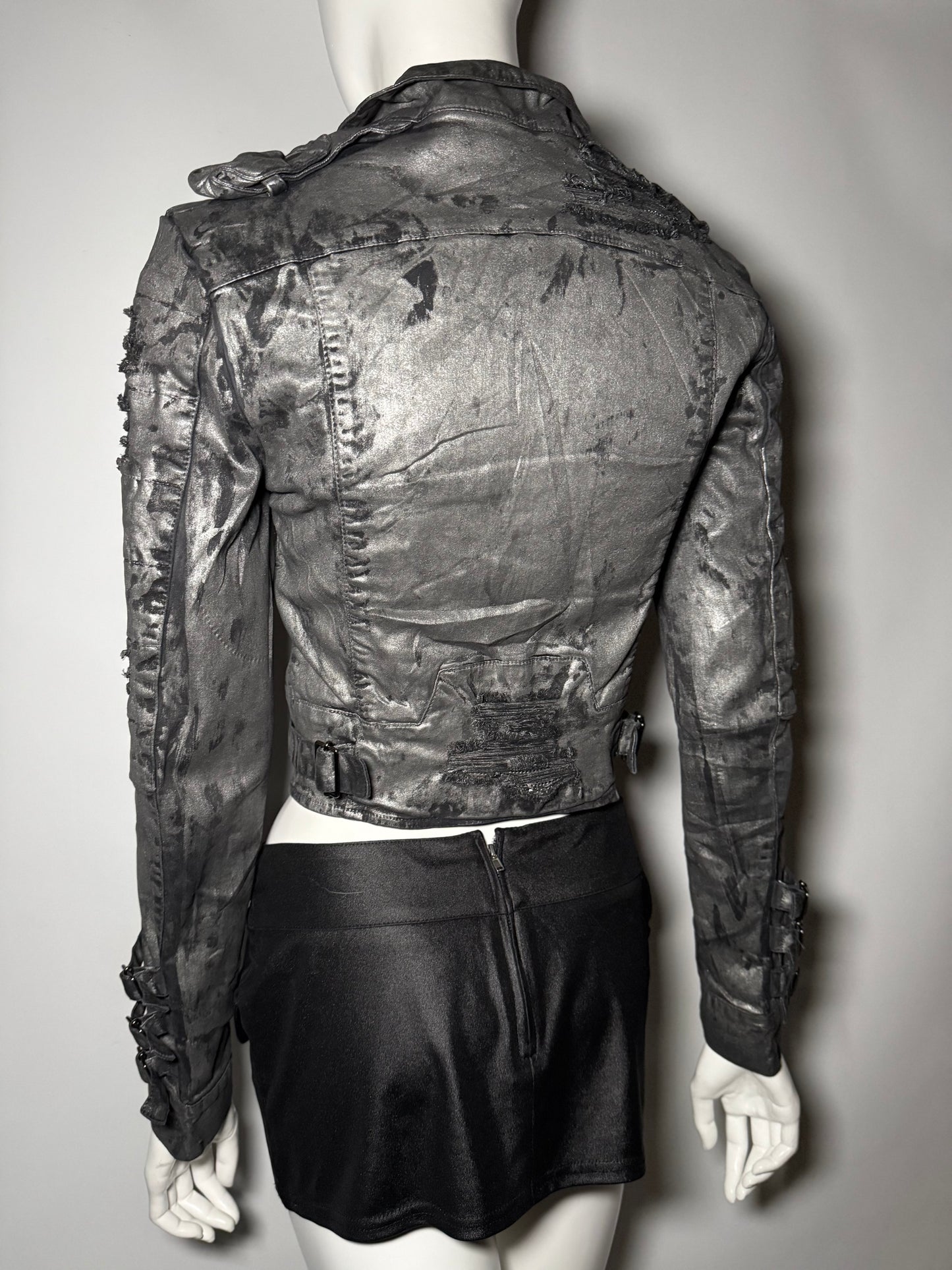 Vintage Italian Einstein prog&prod distressed denim jacket with asymmetric design Twinkling Global