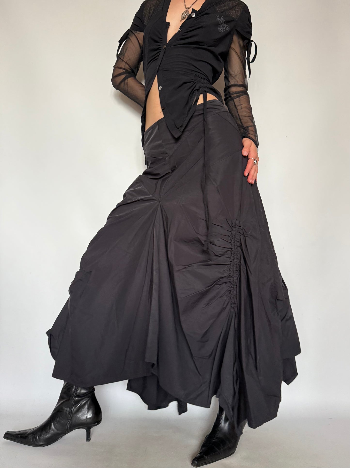 Vintage Gothic Asymmetrical Ruched Maxi Skirt – Twinkling Global