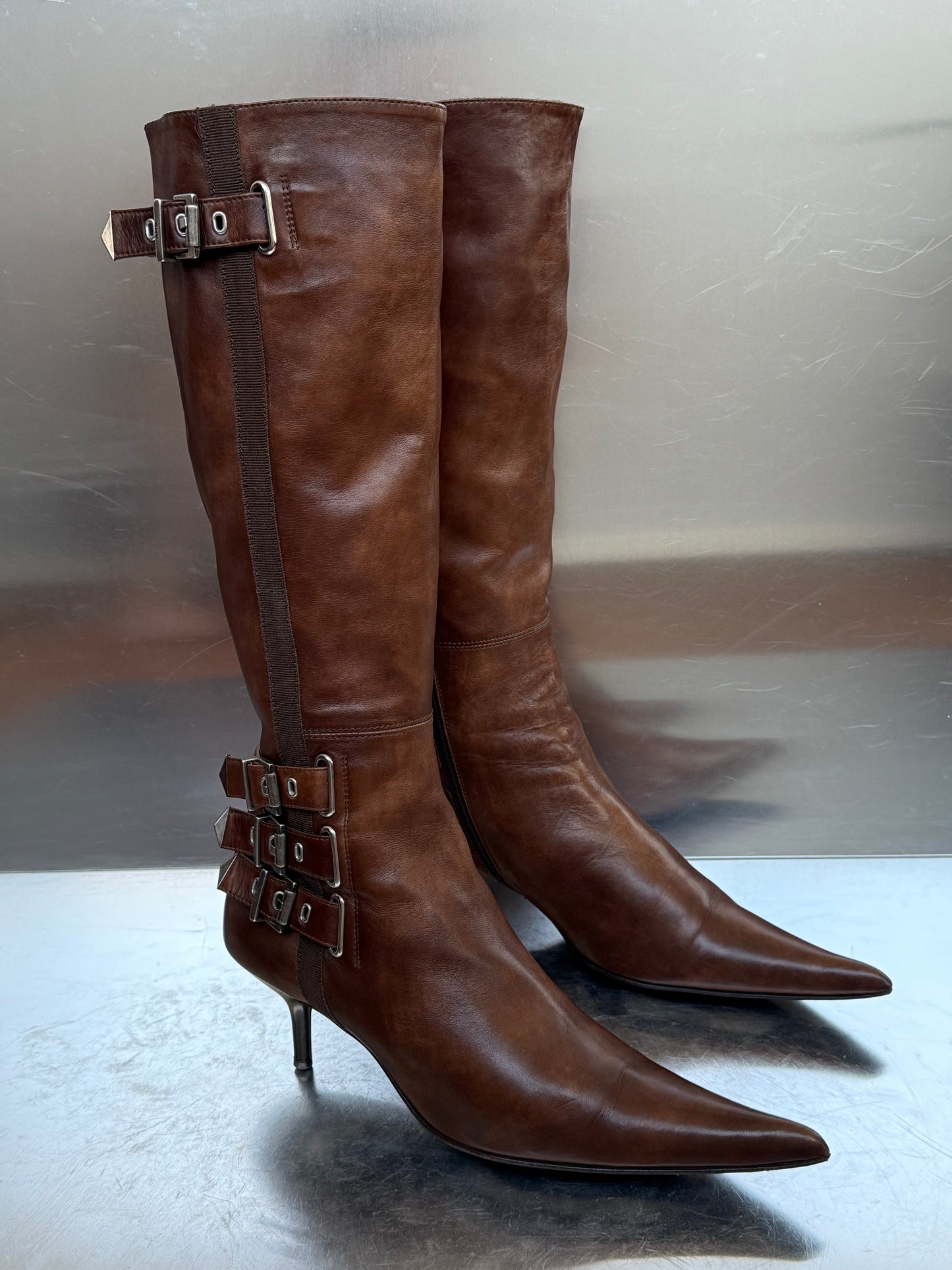 Vintage Brown Leather Boots SHY Twinkling Global