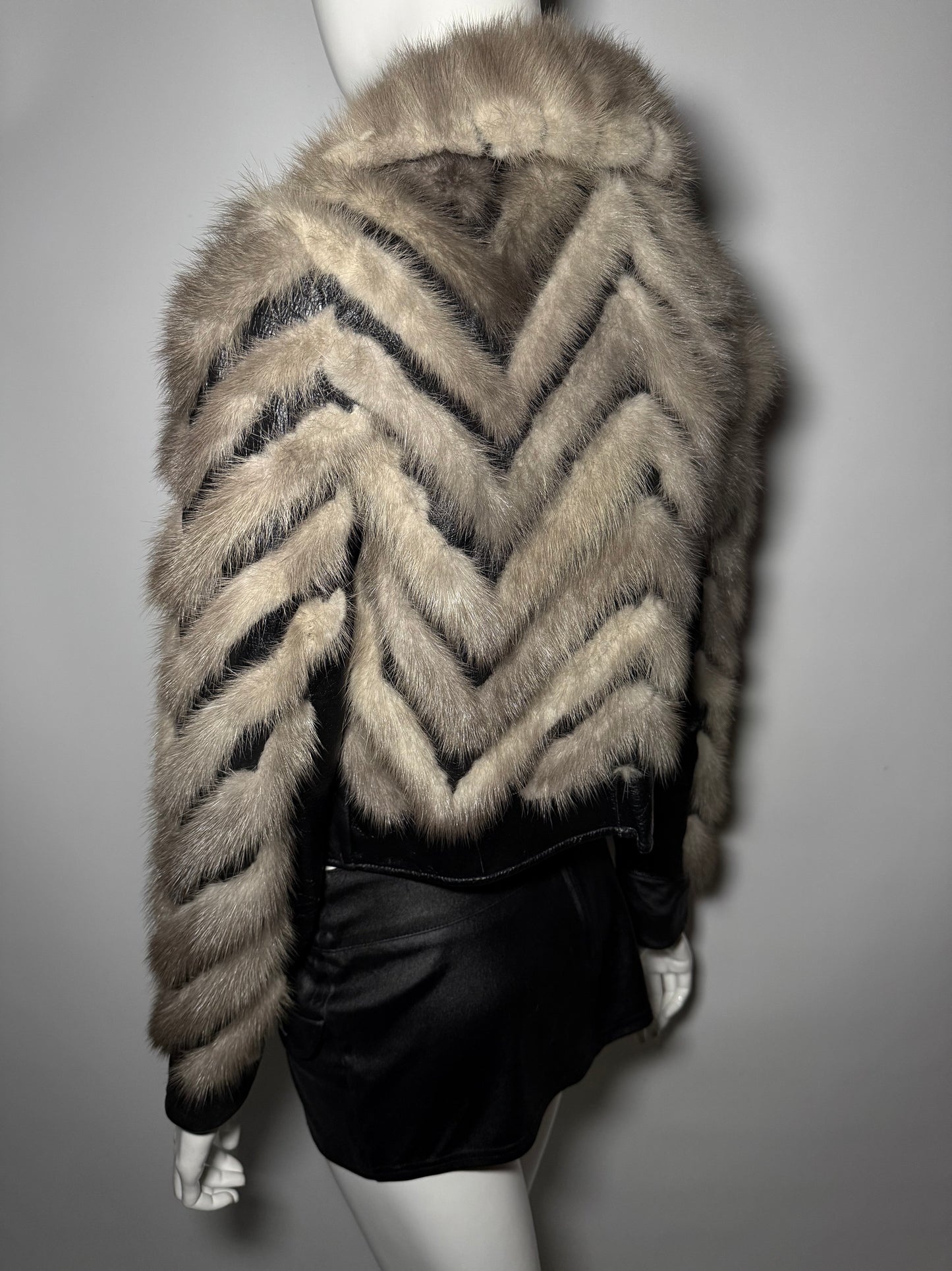 Vintage leather jacket with natural fur Twinkling Global