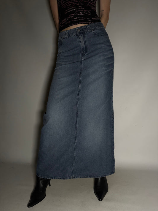 Miss Sixty Stretch Denim Maxi Skirt TWINKLING