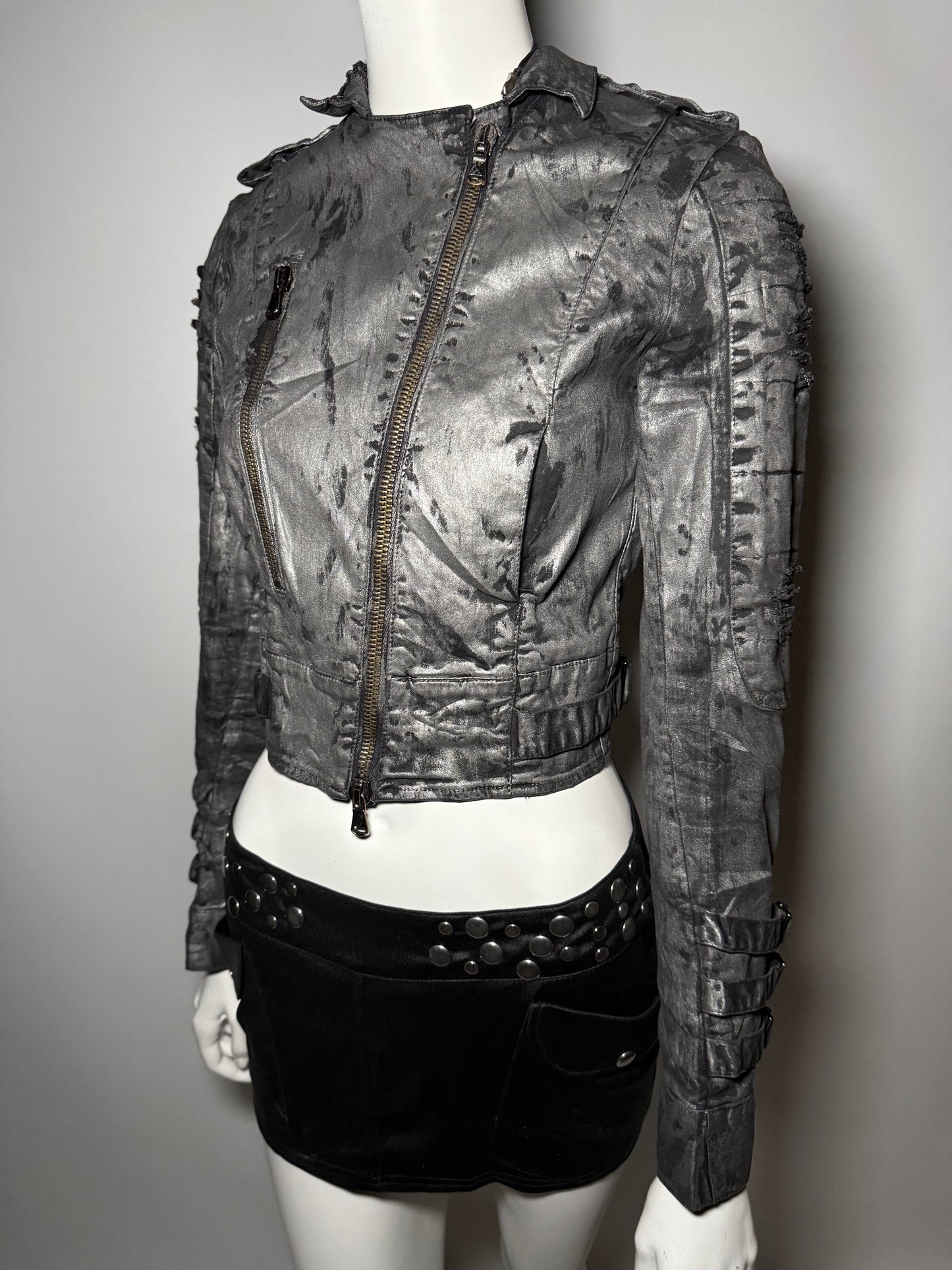 Vintage Italian Einstein prog&prod distressed denim jacket with asymmetric design Twinkling Global