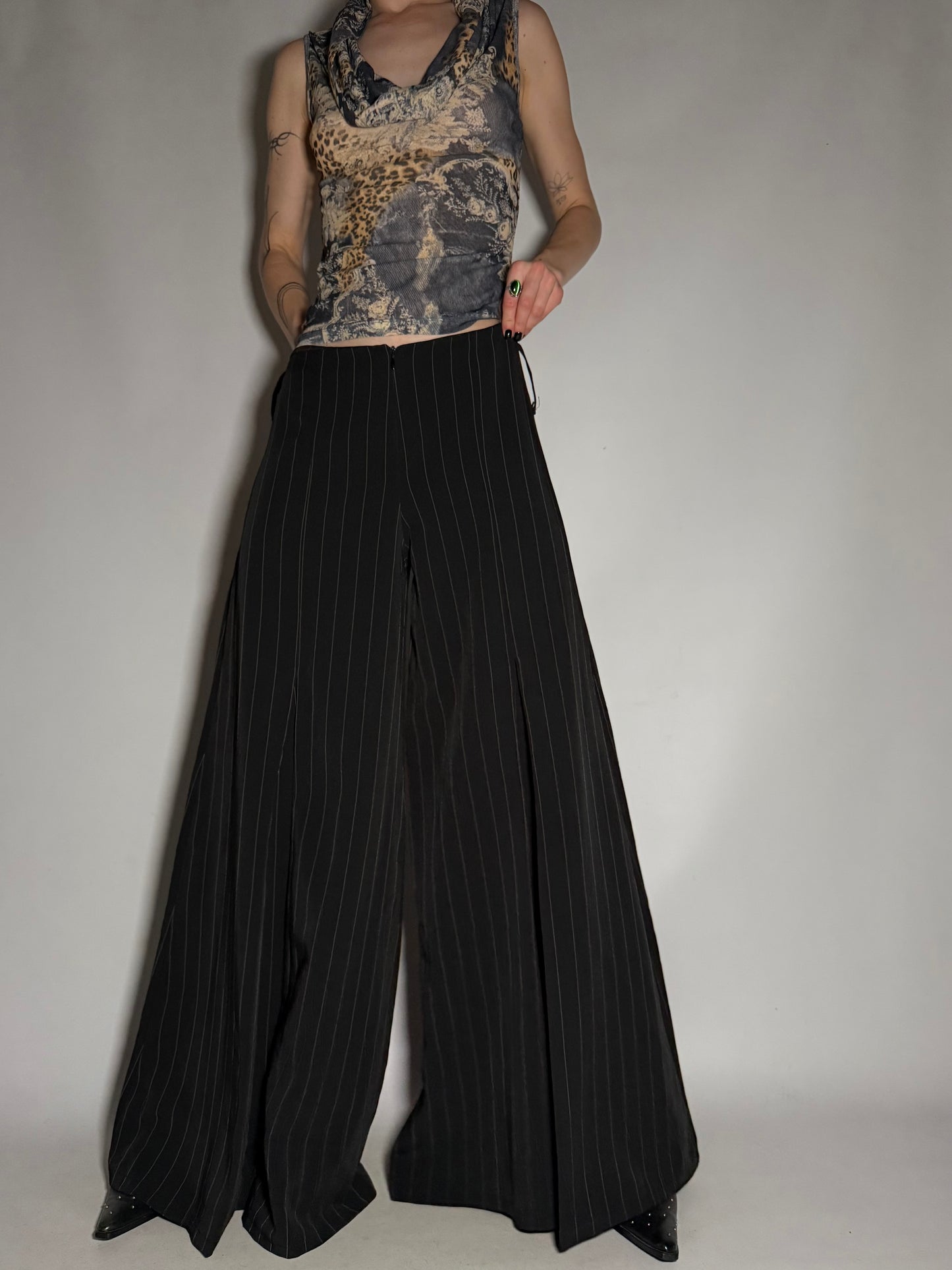 Y2K Wide-Leg Pinstripe Palazzo Pants TWINKLING