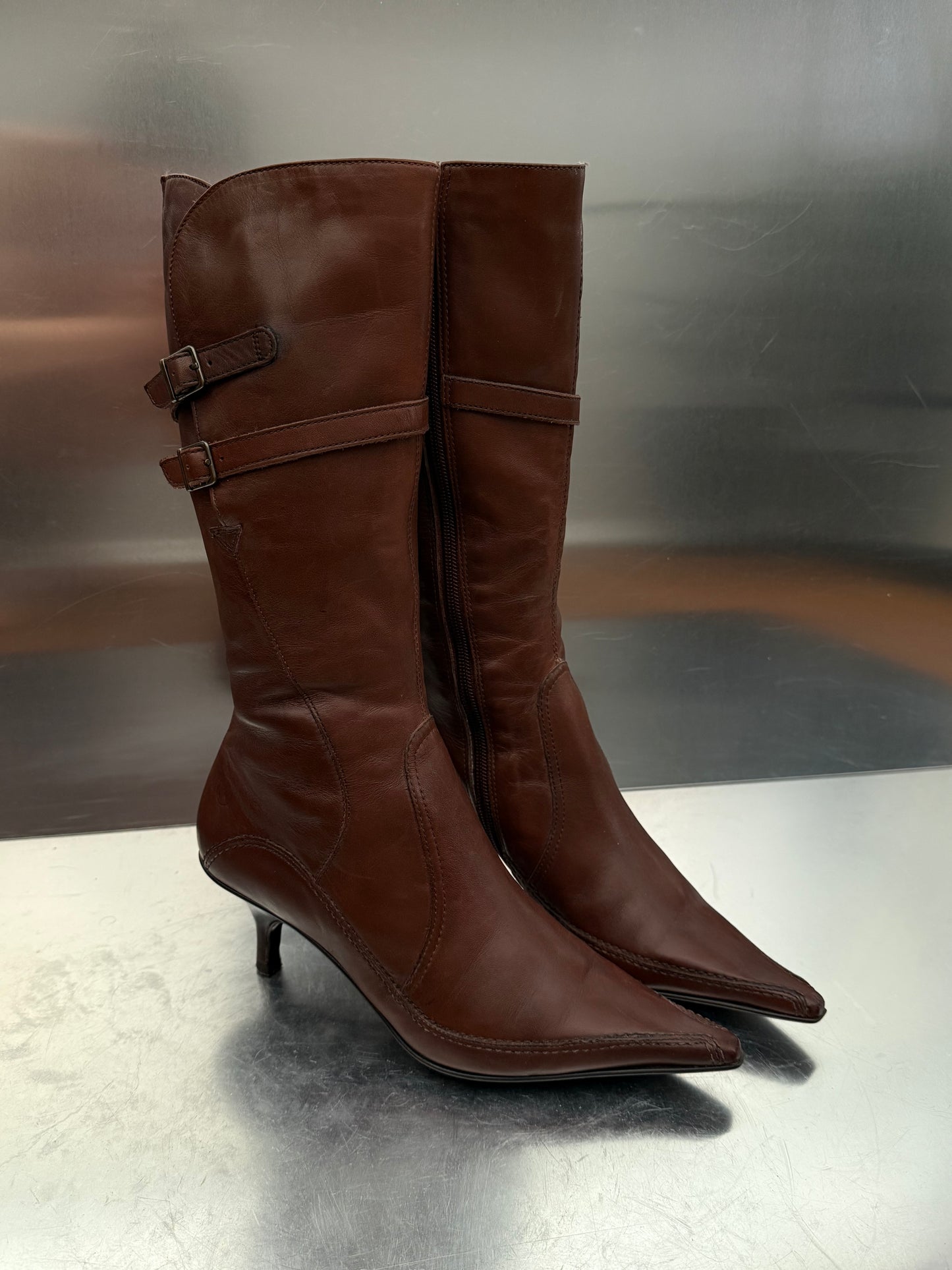 Vintage Brown Leather Boots Bronx Twinkling Global