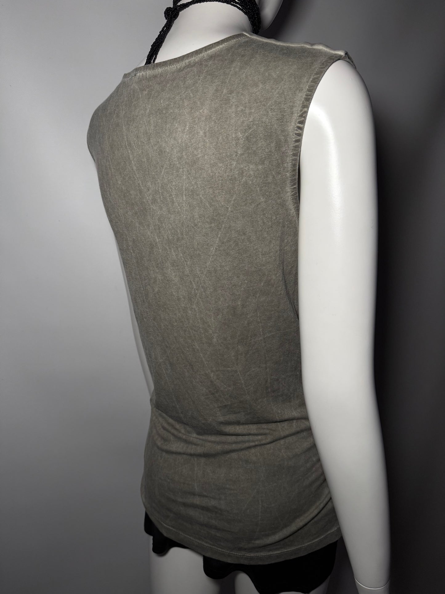 Y2K Olive Green Stretch Cowl Neck Top TWINKLING