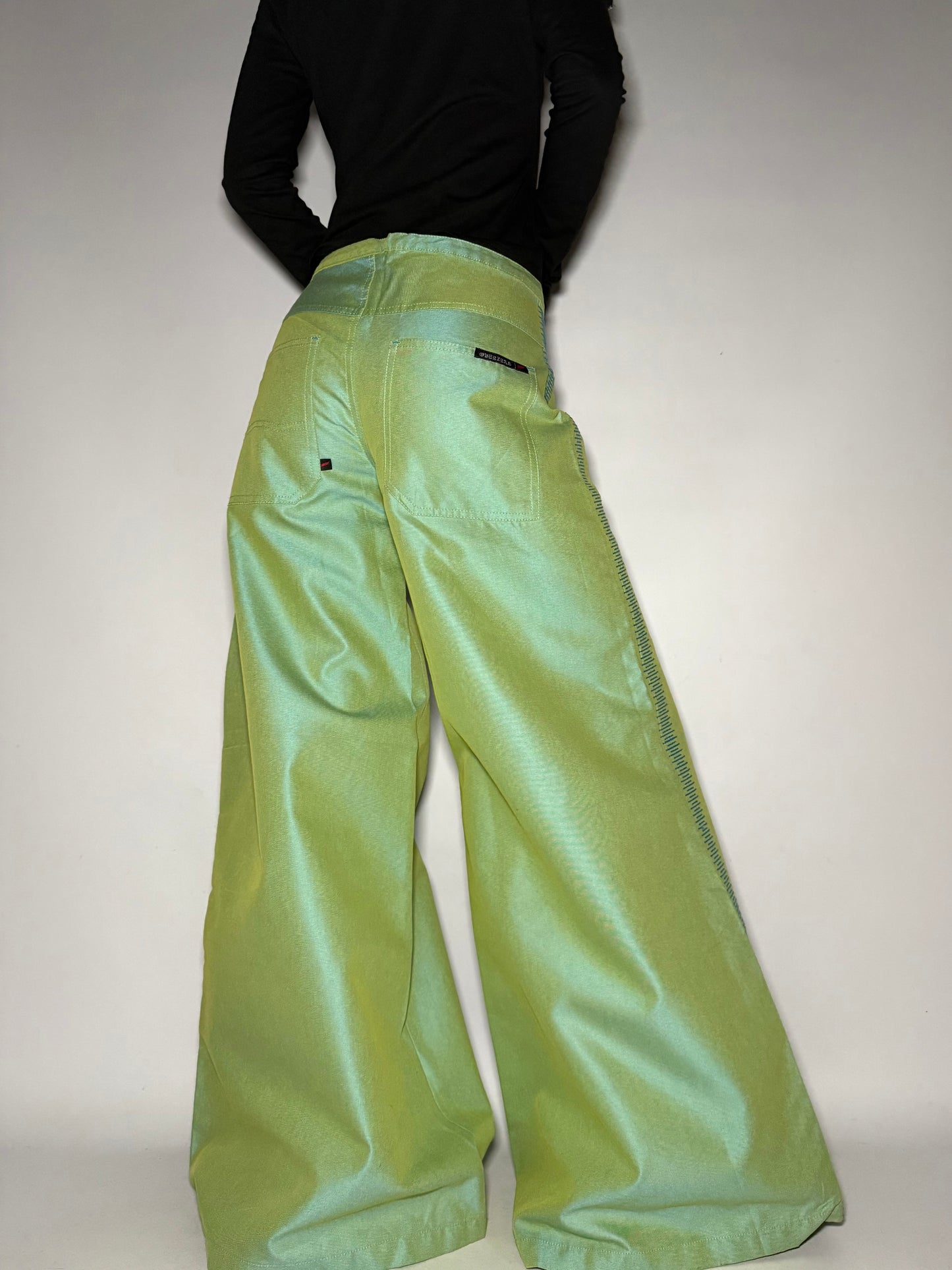 Light Green Denim Wide-Leg Pants Twinkling Global
