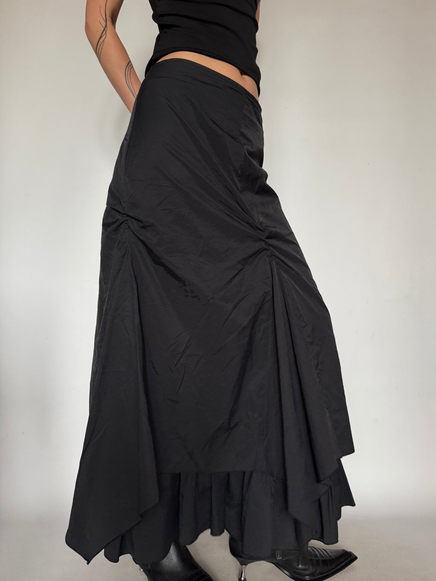 Layered Black Skirt with Draped Back Detail  Twinkling