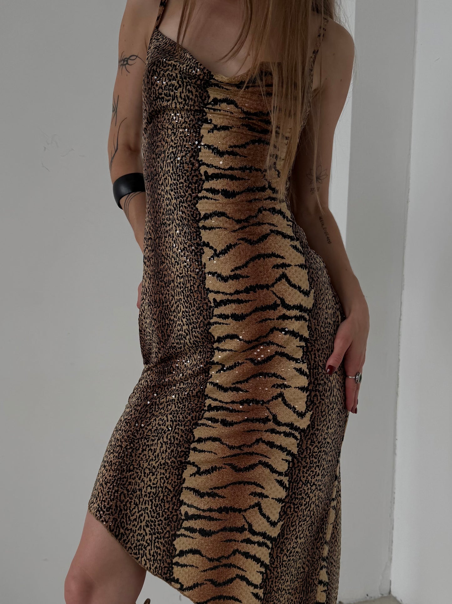 Vintage Y2K Animal Print Asymmetrical Dress – Twinkling Global