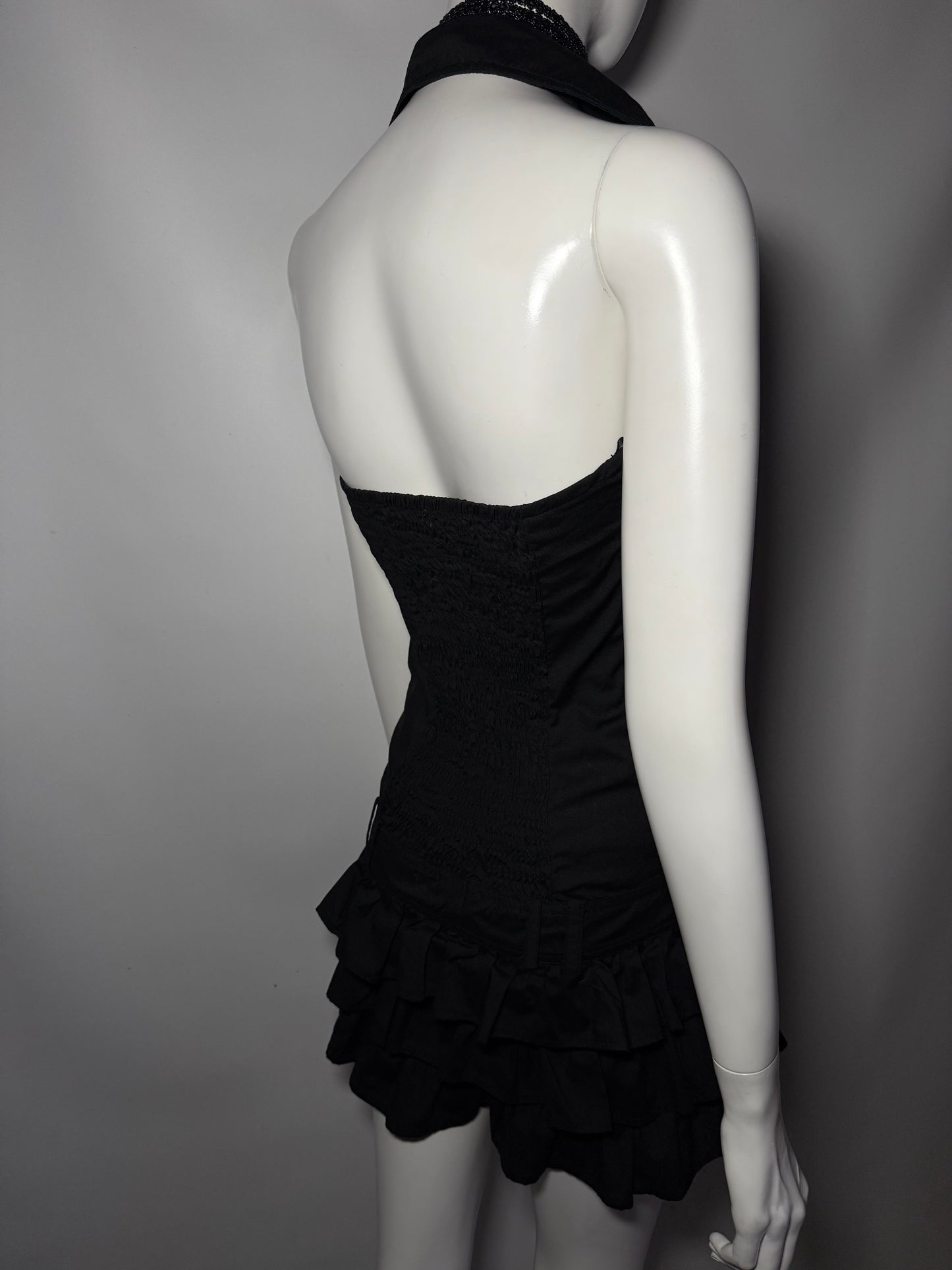 Y2K Sleeveless Mini Dress with Collar and Ruffle Skirt Twinkling