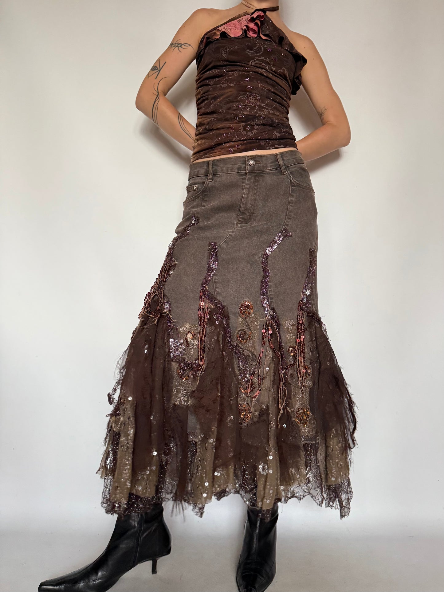 Vintage Boho Embellished Maxi Skirt – Twinkling Global