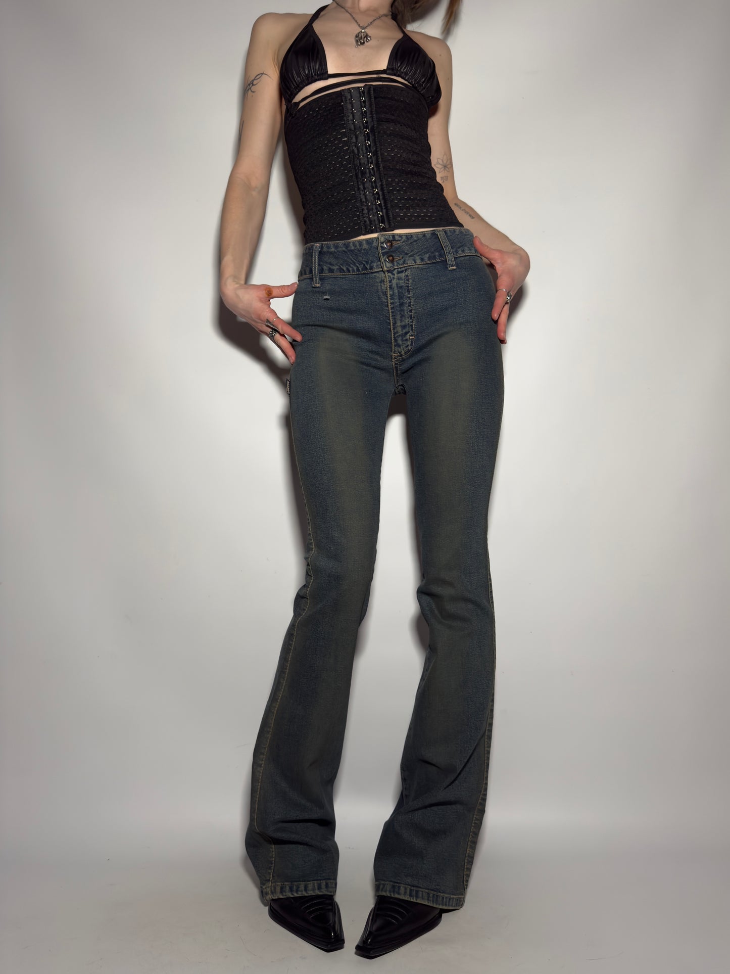Vintage Brownish Flared Jeans - TWINKLING GLOBAL