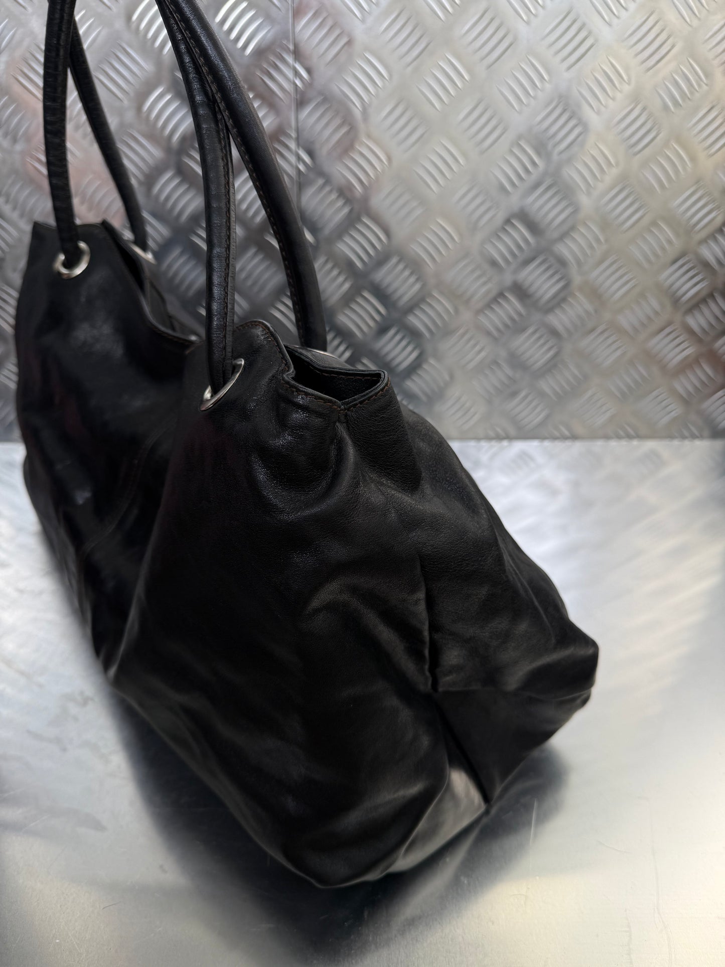 Vintage Furla Leather Bag with Pony Hair Detail Twinkling Global