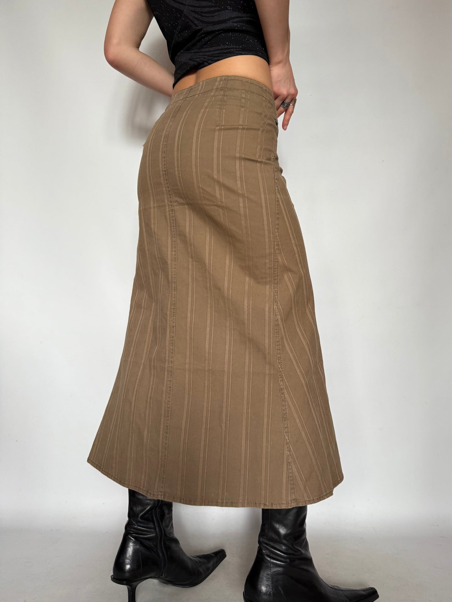 Vintage Brown Striped Maxi Skirt – Twinkling Global