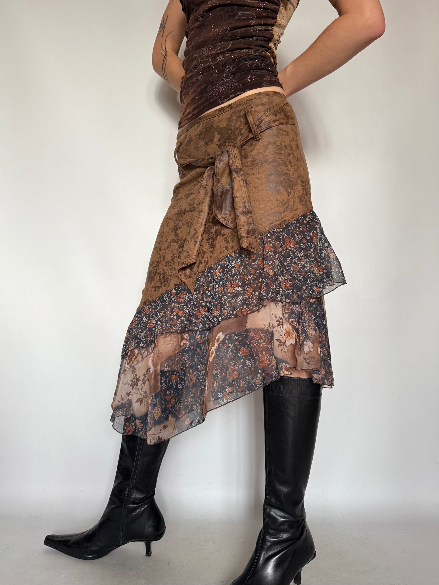 Vintage Patchwork Floral Asymmetrical Skirt – Twinkling Global