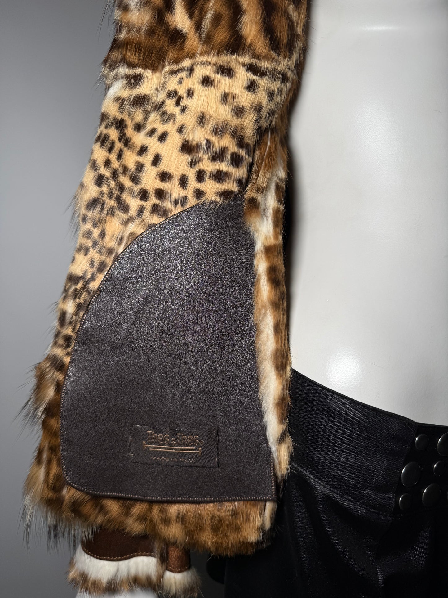 Vintage Italian leather jacket with natural fur Twinkling Global