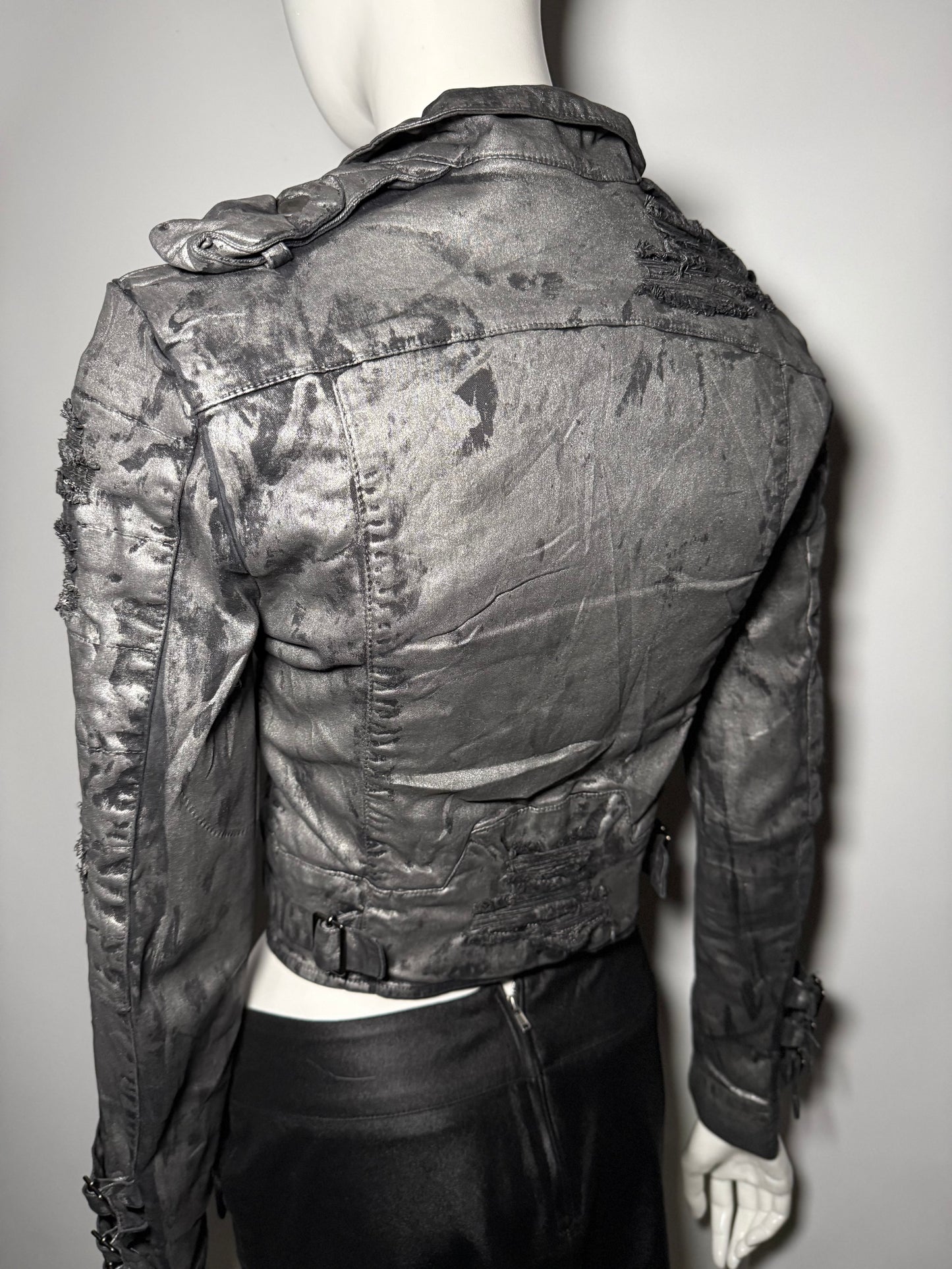 Vintage Italian Einstein prog&prod distressed denim jacket with asymmetric design Twinkling Global