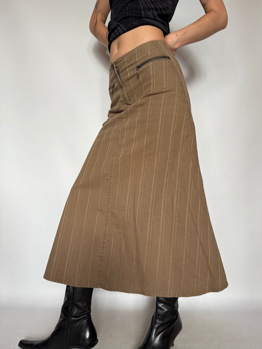 Vintage Brown Striped Maxi Skirt – Twinkling Global