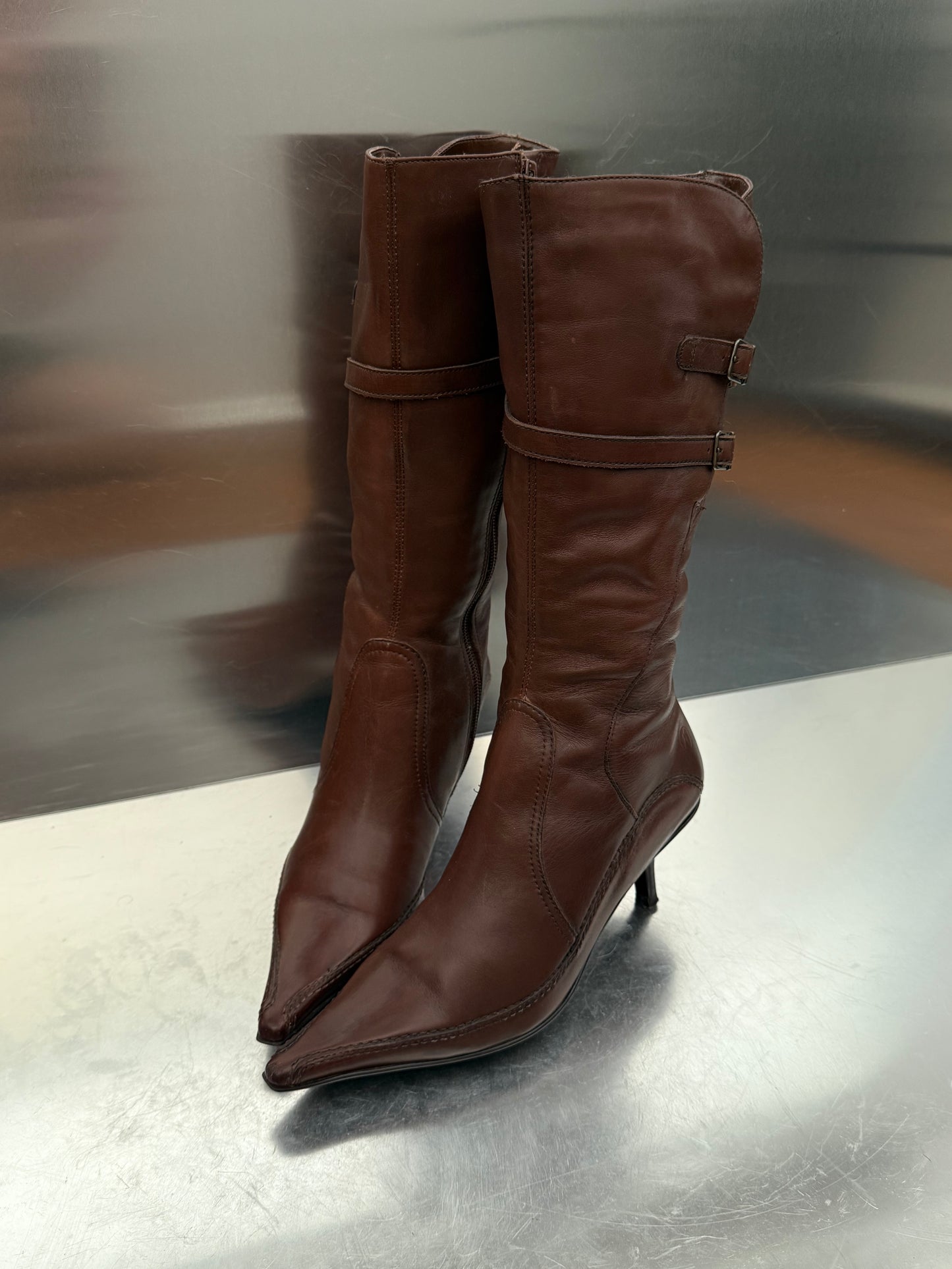 Vintage Brown Leather Boots Bronx Twinkling Global