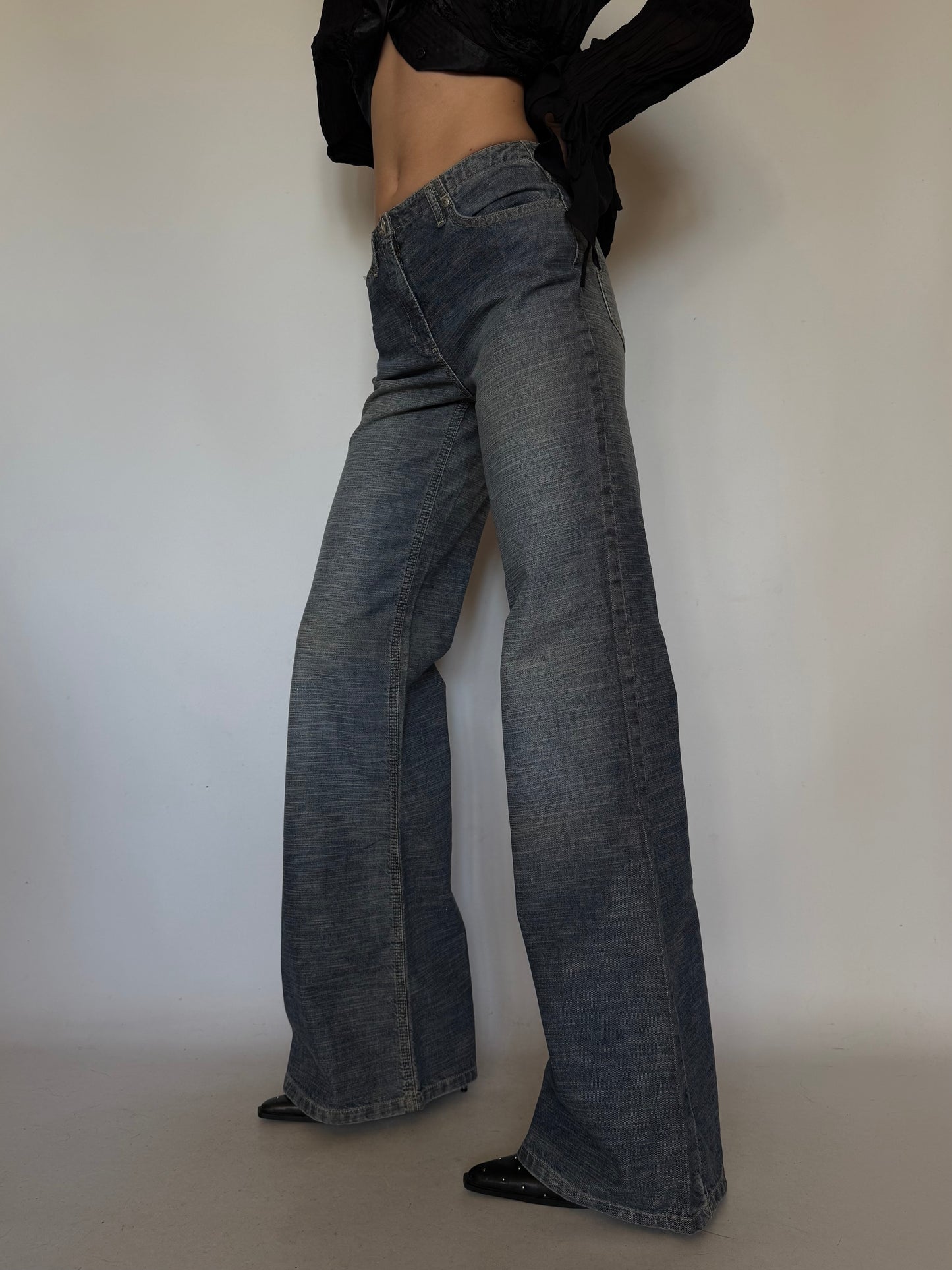 Vintage Wide-Leg Flared Jeans Twinkling Global