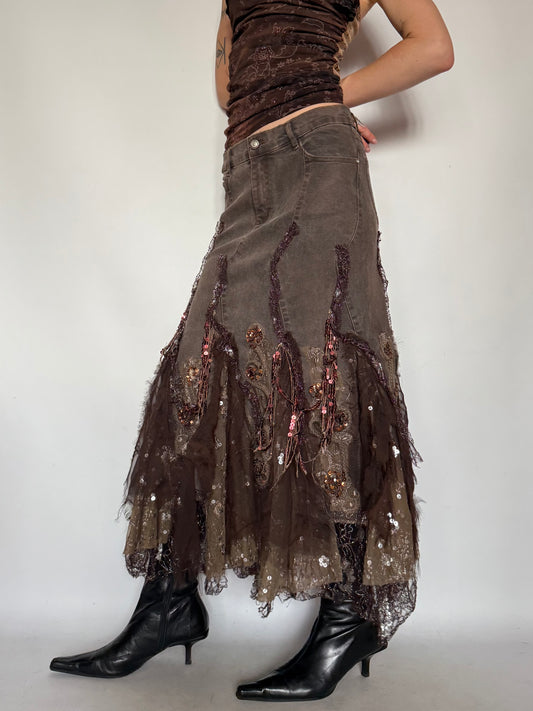 Vintage Boho Embellished Maxi Skirt – Twinkling Global