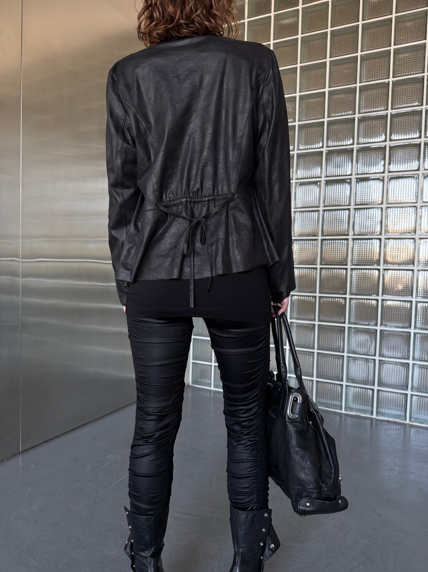 Vintage asymmetric leather jacket S-M Twinkling Global