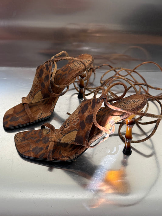 Leopard-Print Lace-Up Sandals – TWINKLING GLOBAL