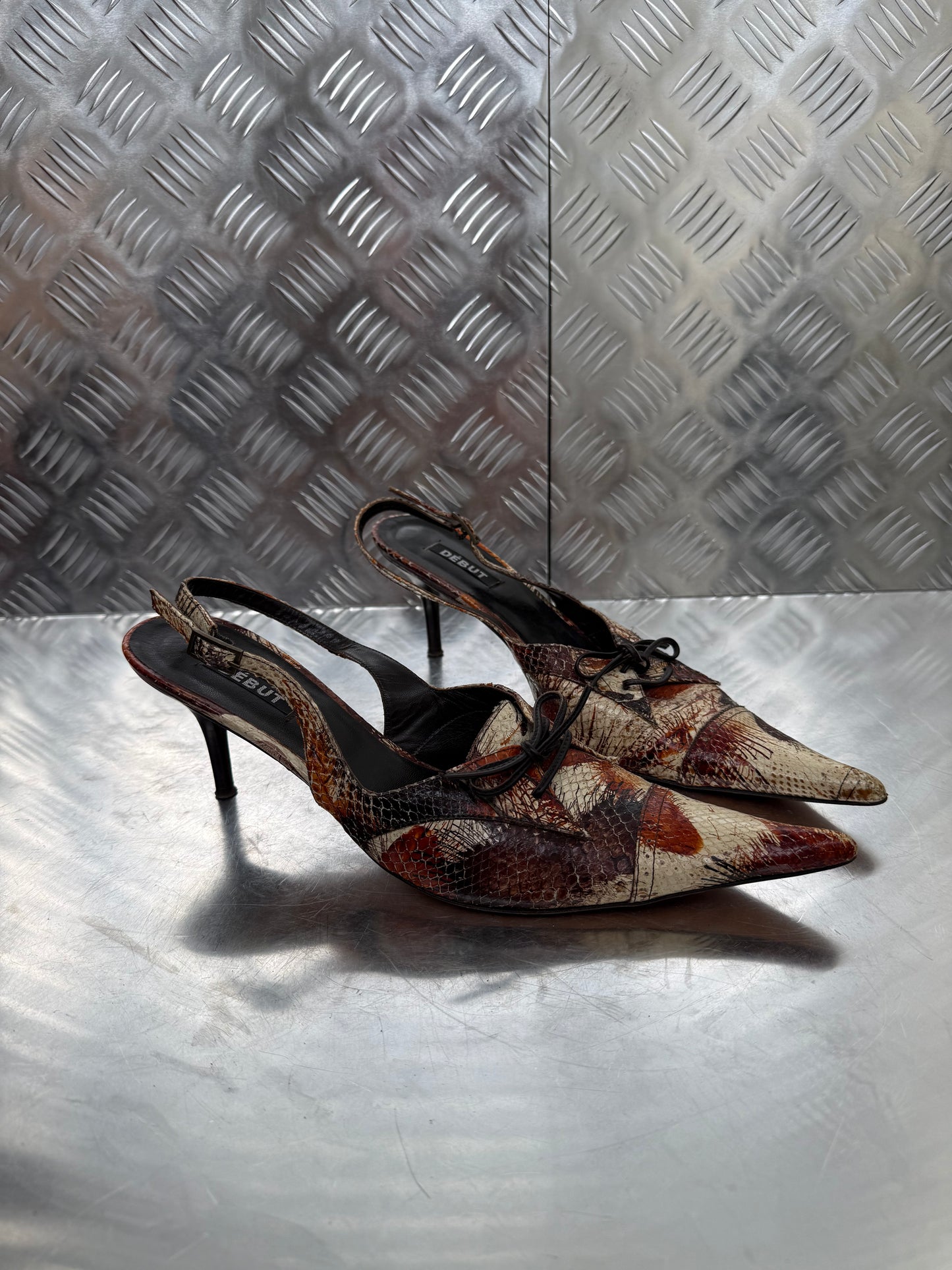 Vintage Italian printed leather slingback mules Twinkling Global