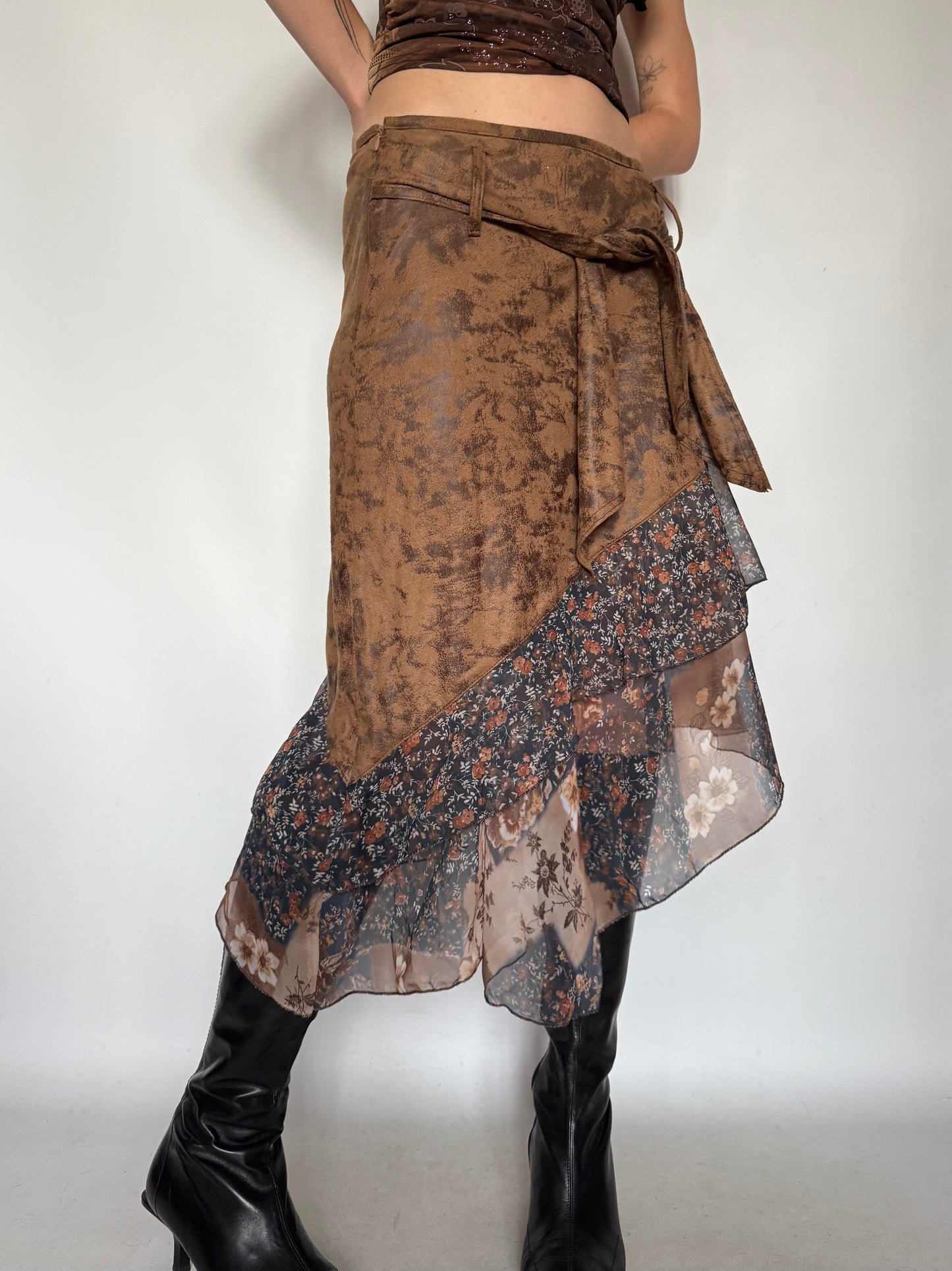 Vintage Patchwork Floral Asymmetrical Skirt – Twinkling Global