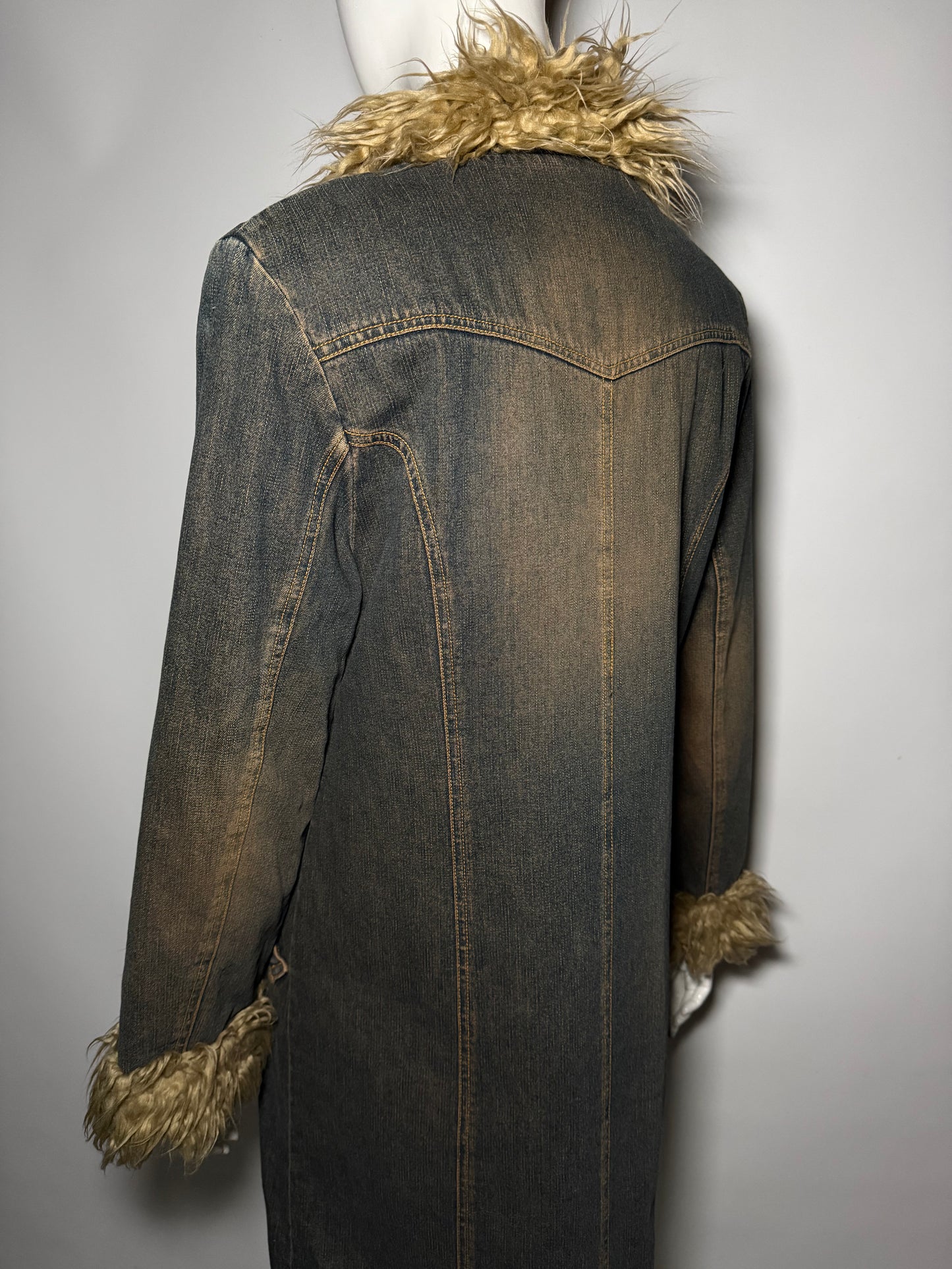 Vintage Penny Lane Afghan denim coat with faux fur Twinkling Global