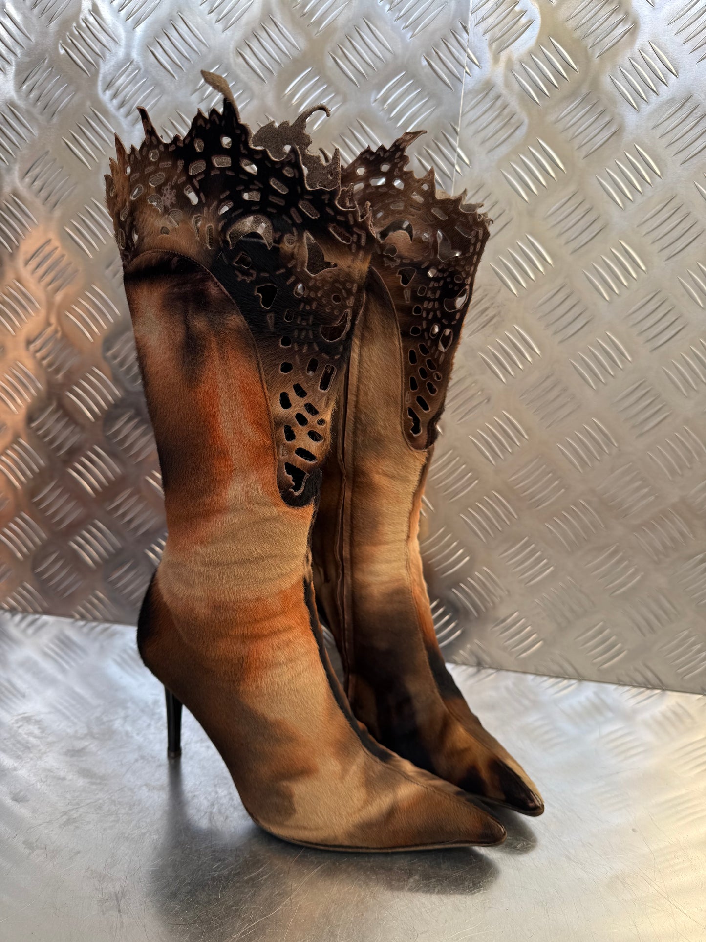 Vintage Italian pony-hair leather boots Twinkling Global