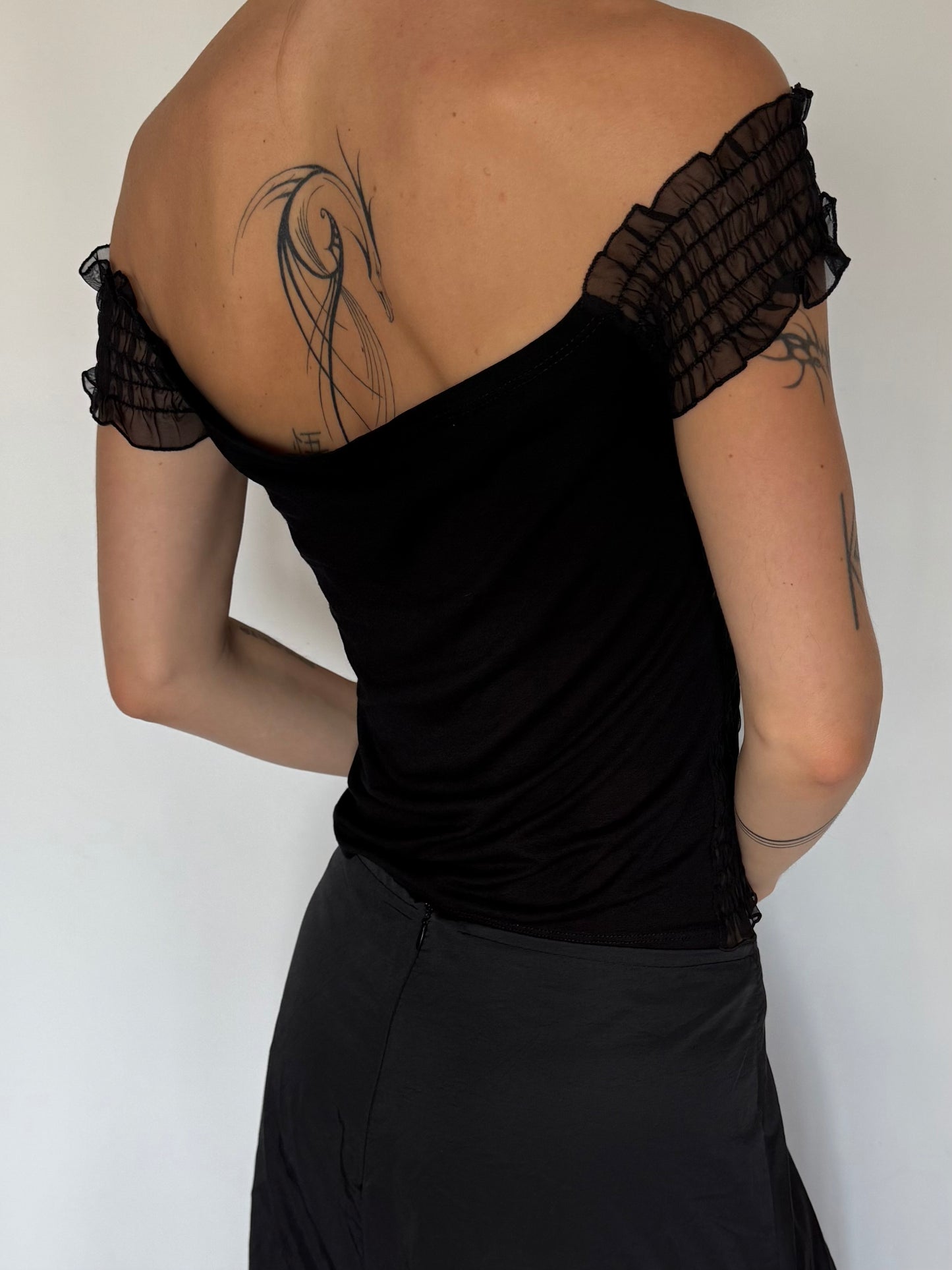 Stretch Off-Shoulder Crinkled Top (Reversible) Twinkling