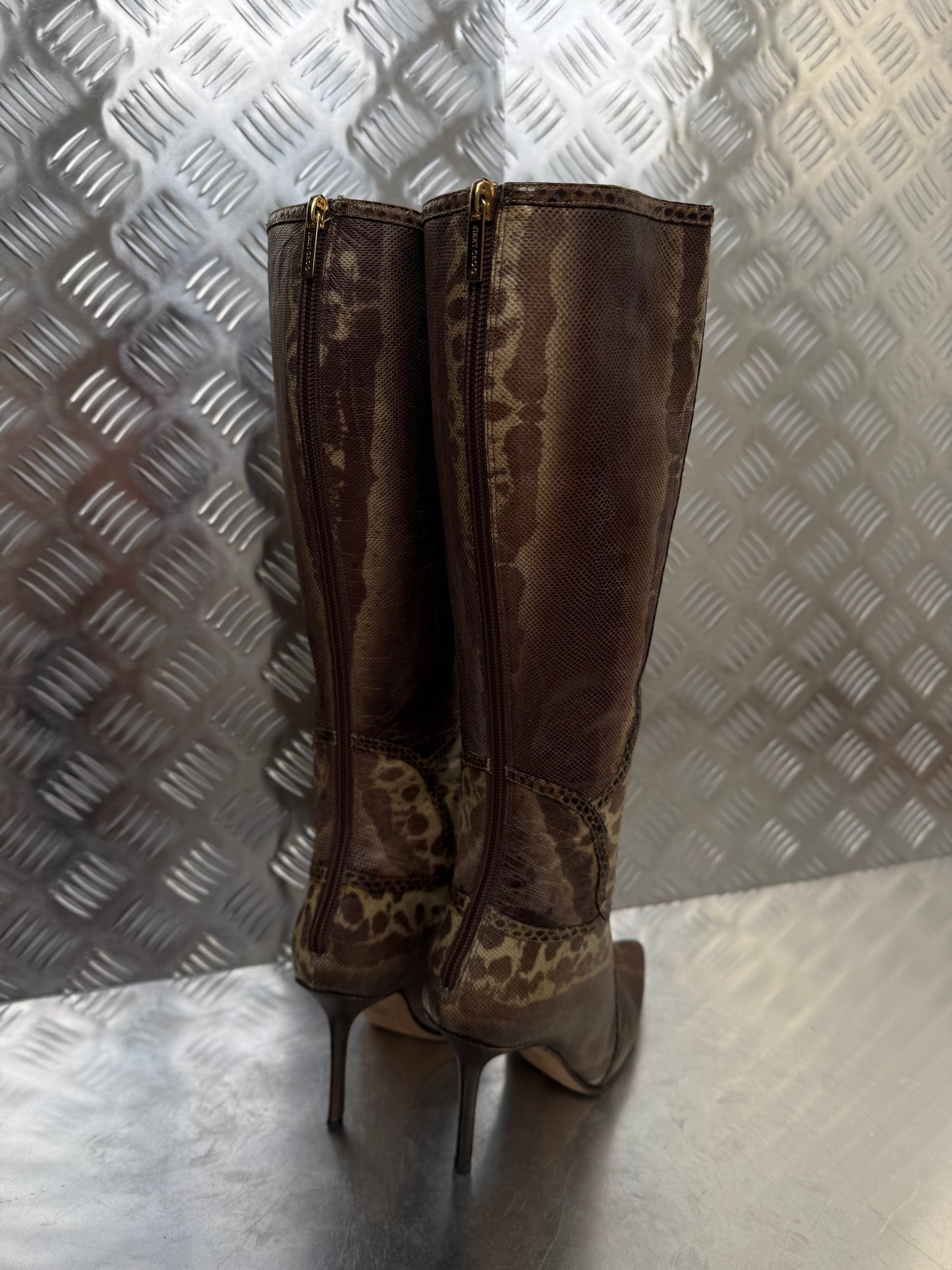 Vintage Jimmy Choo leather animal-pattern boots Twinkling Global