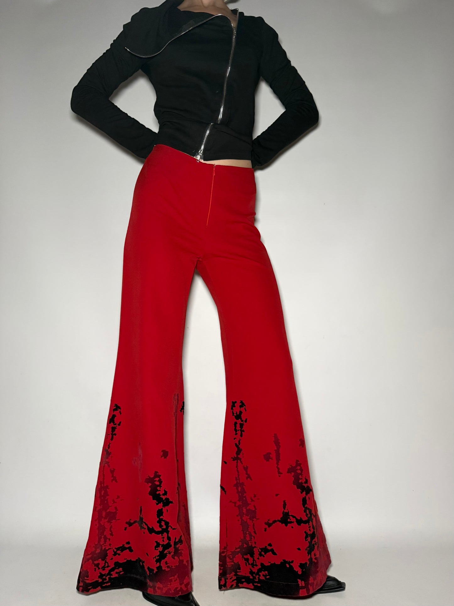 Red Flare Pants with Black Detail Twinkling Global