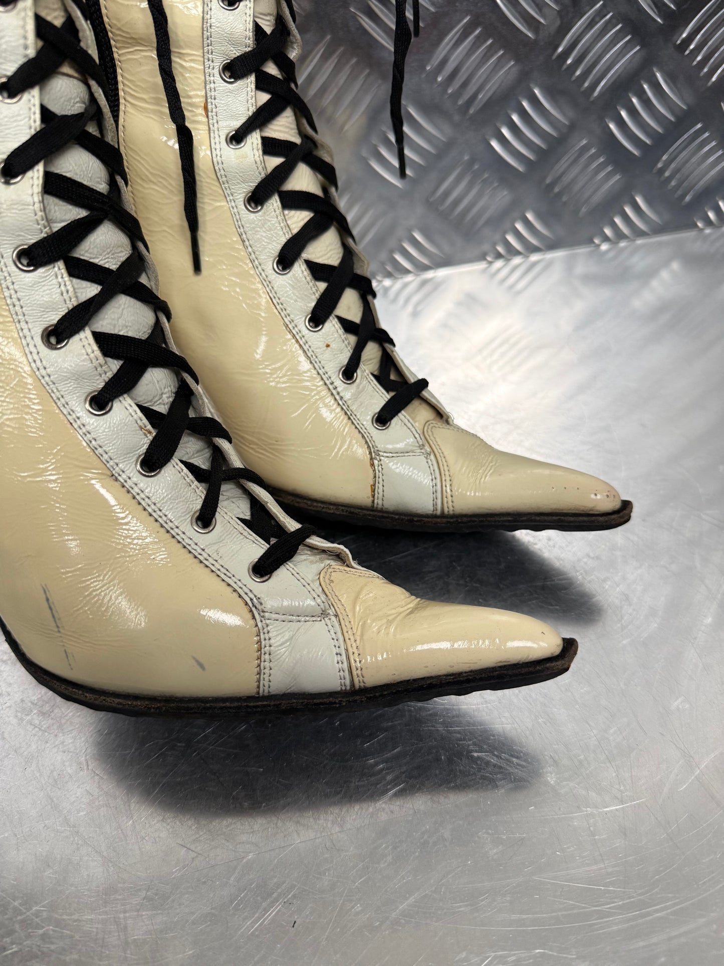 Italian racing lace-up leather boots TWINKLING GLOBAL