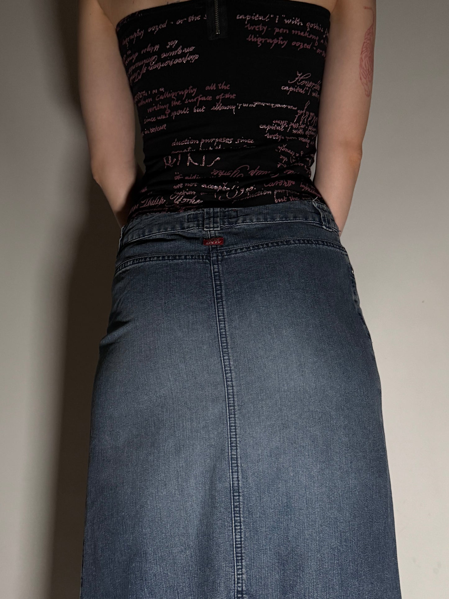 Miss Sixty Stretch Denim Maxi Skirt TWINKLING