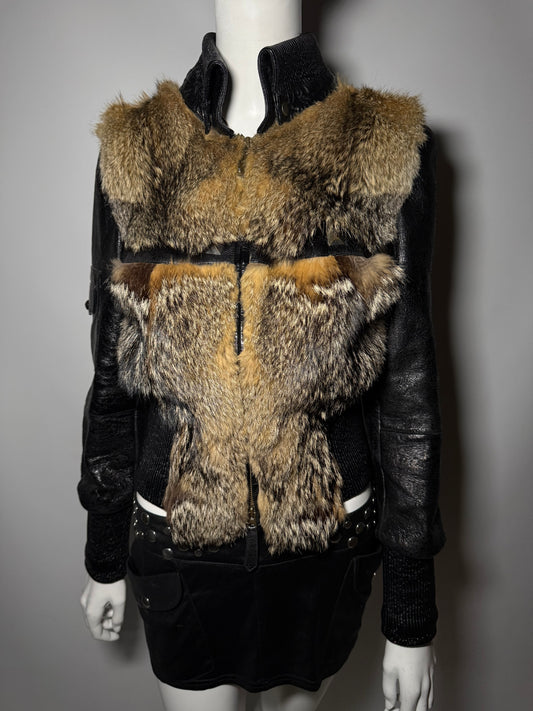 Vintage leather jacket with genuine fur Twinkling Global