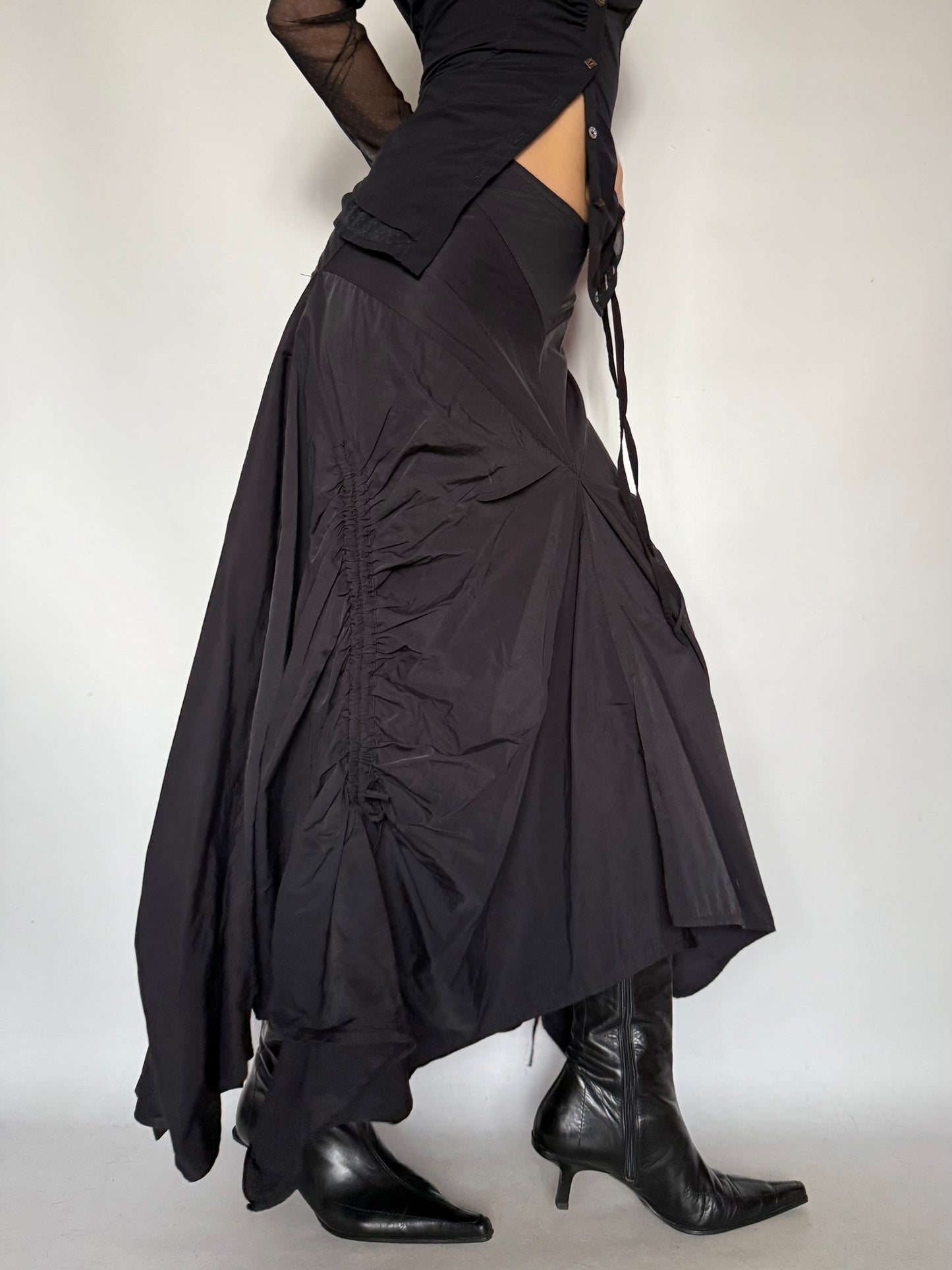 Vintage Gothic Asymmetrical Ruched Maxi Skirt – Twinkling Global