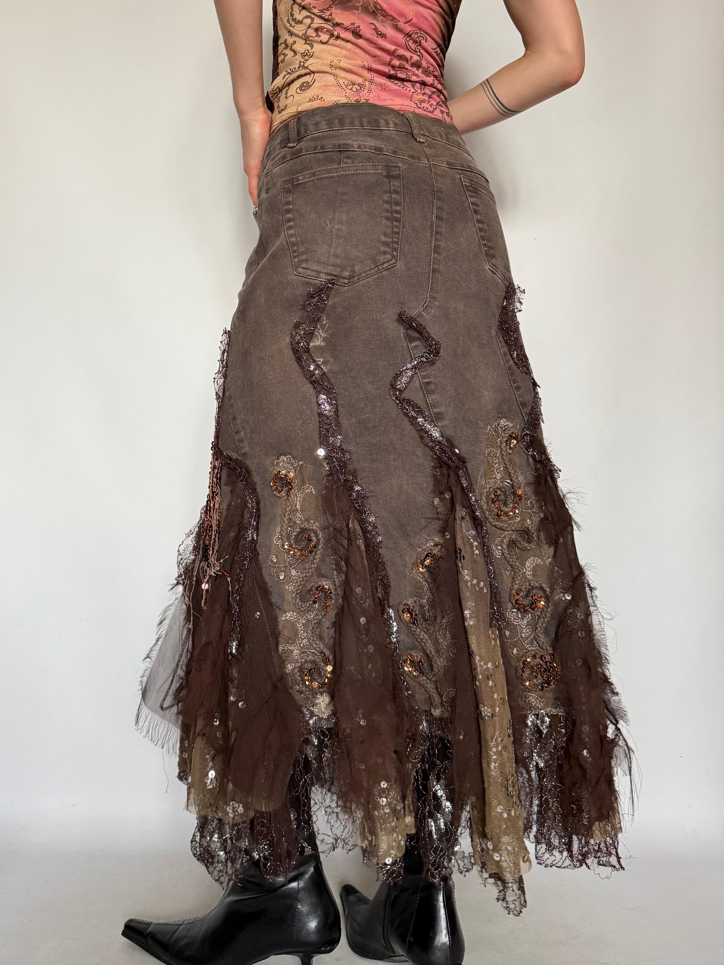 Vintage Boho Embellished Maxi Skirt – Twinkling Global