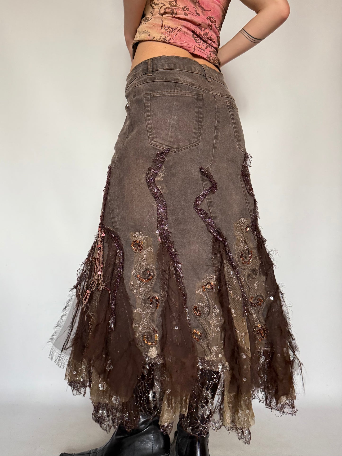 Vintage Boho Embellished Maxi Skirt – Twinkling Global