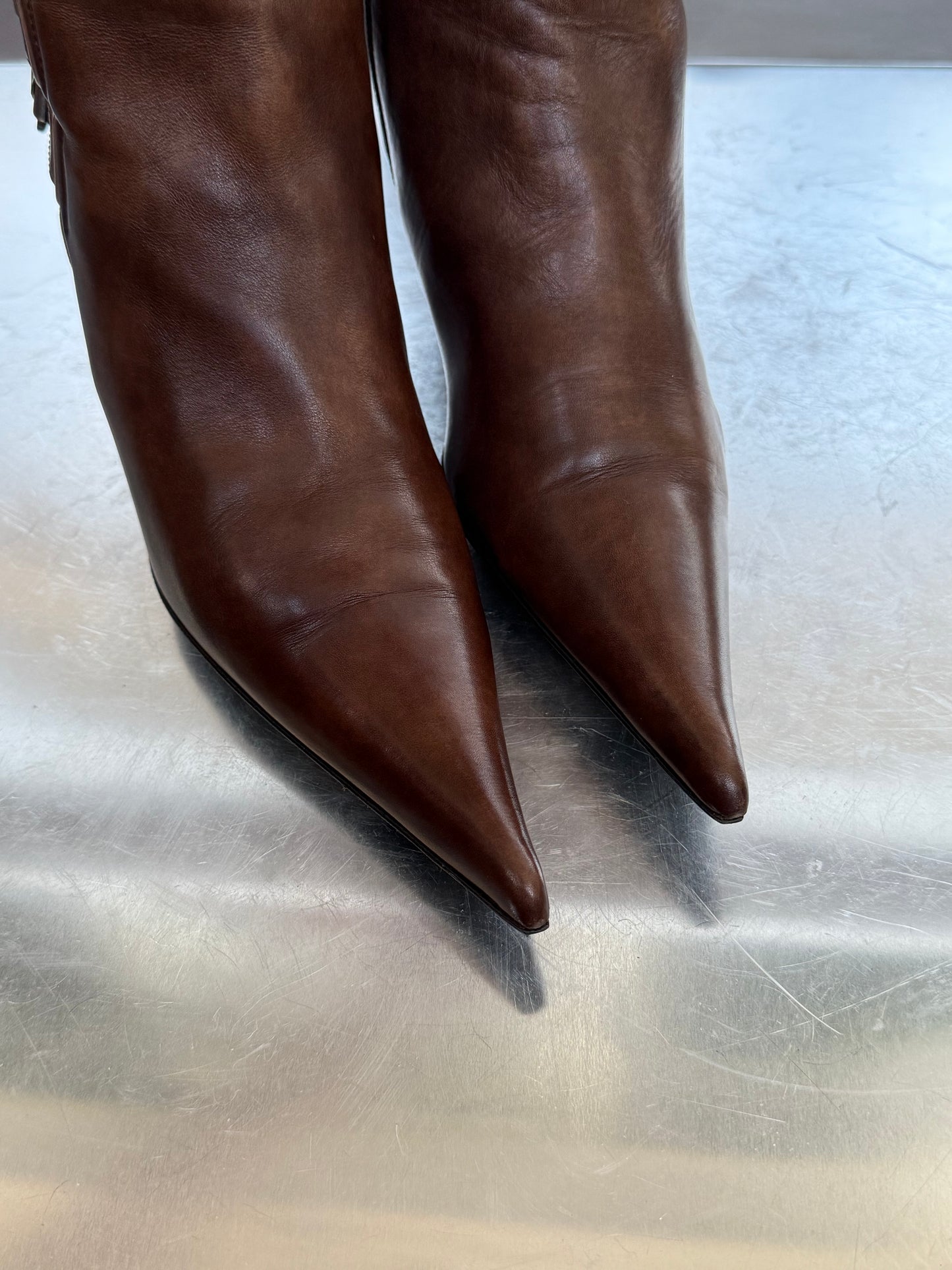 Vintage Brown Leather Boots SHY Twinkling Global