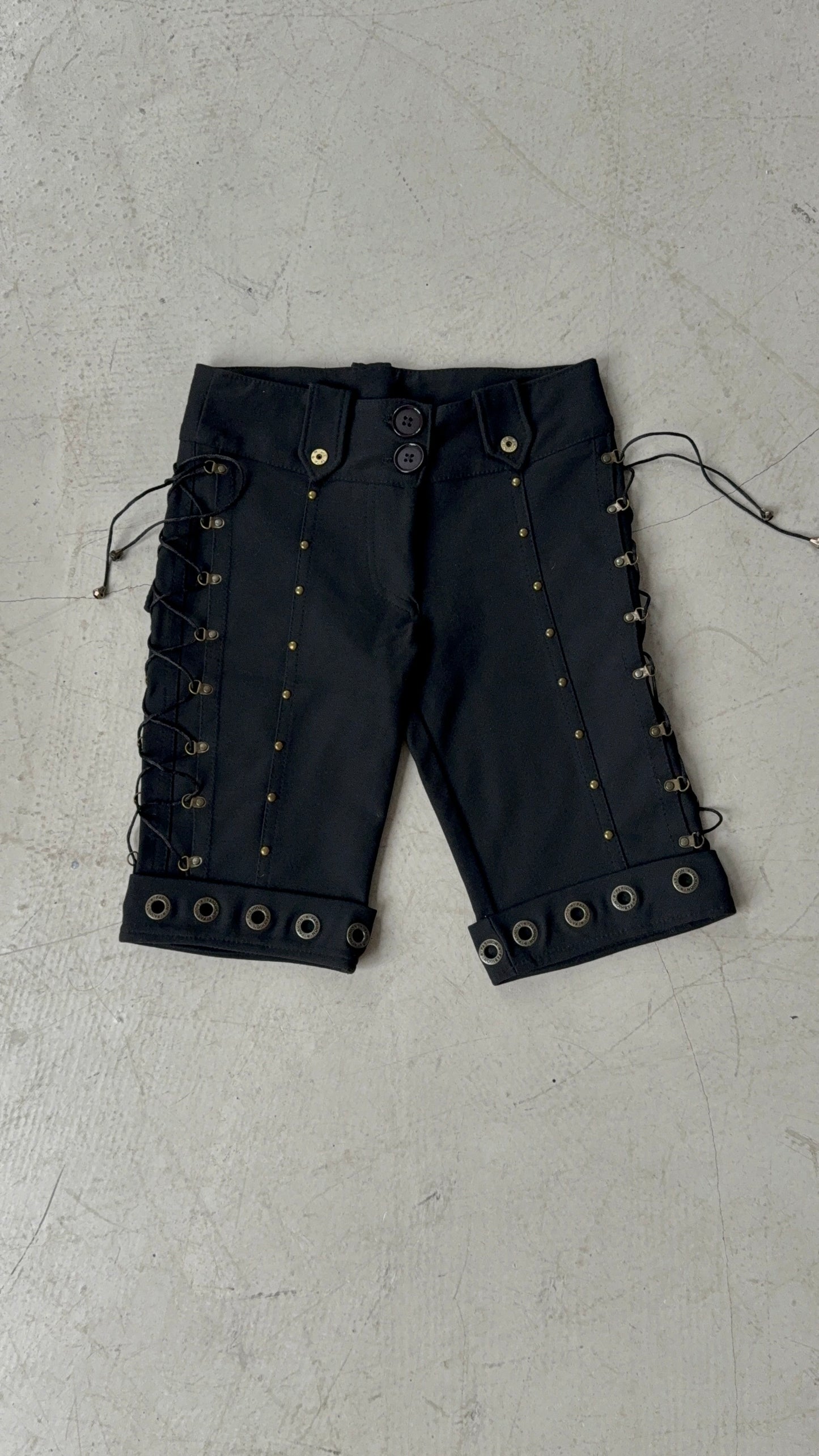 Vintage Black Stretch Lace-Up Shorts TWINKLING GLOBAL