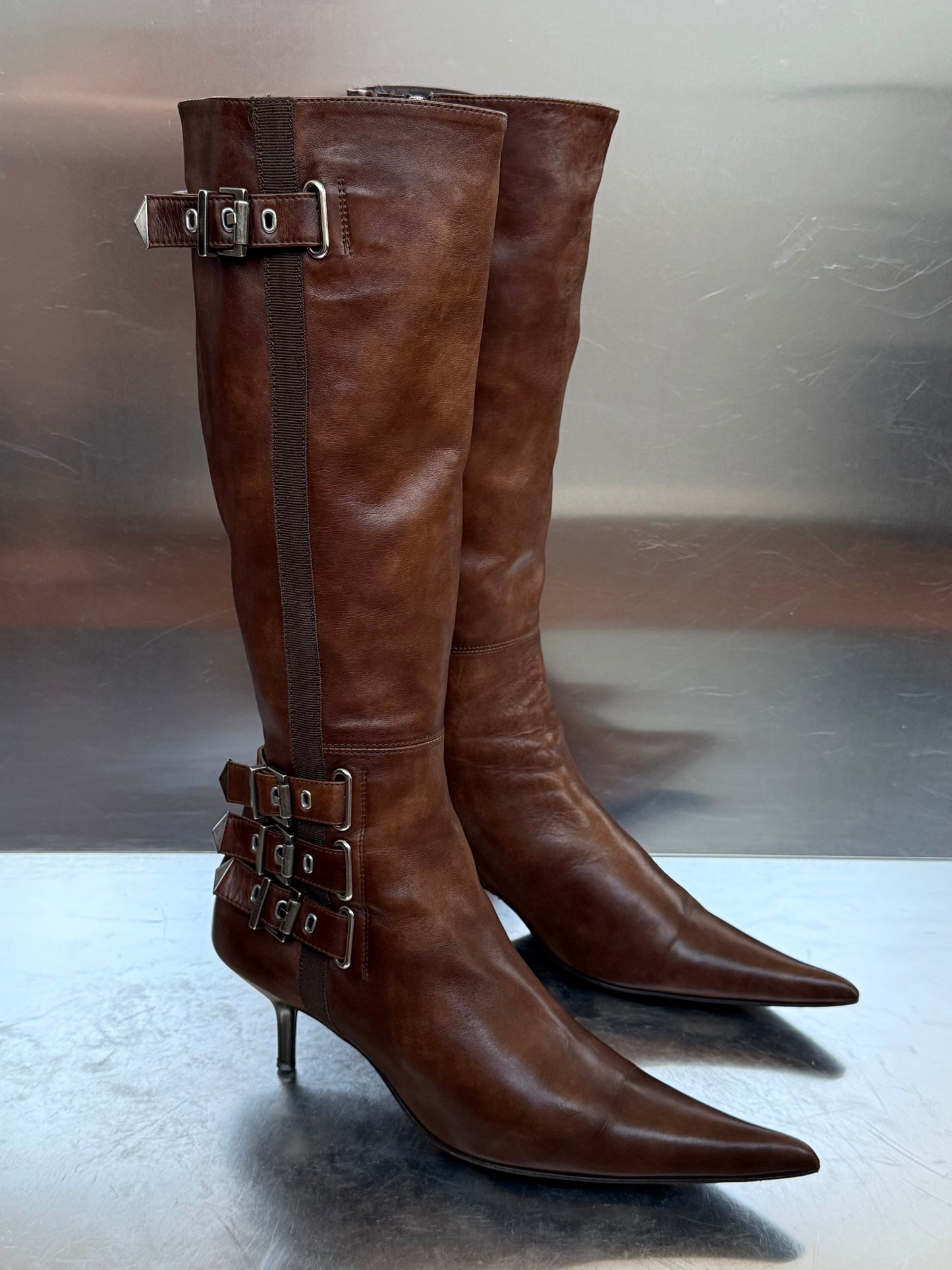 Vintage Brown Leather Boots SHY Twinkling Global