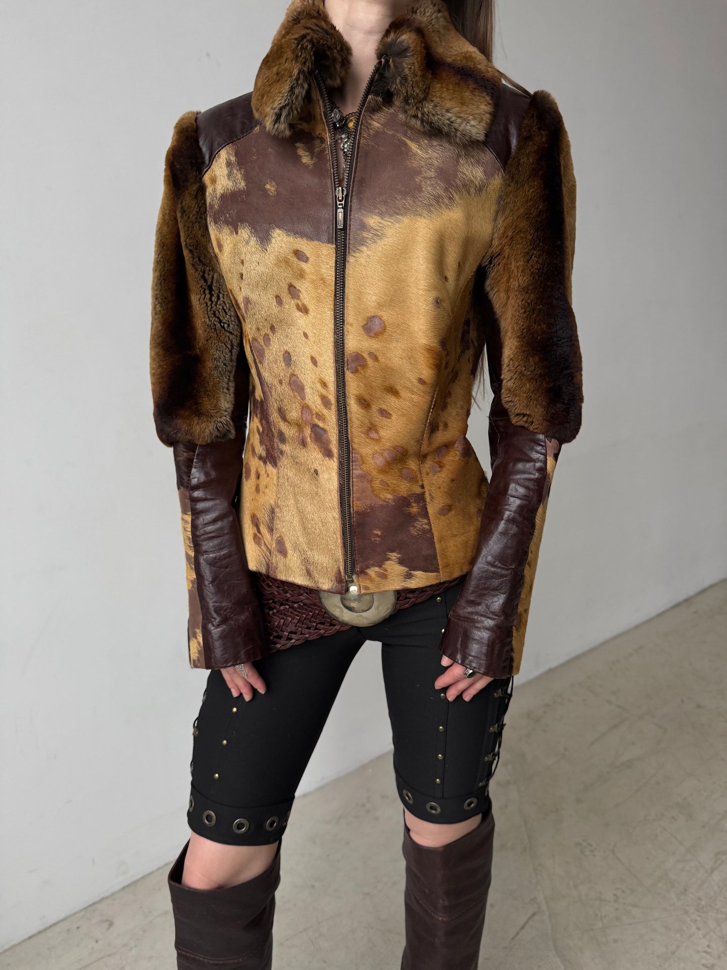 Vintage leather jacket with pony fur & chinchilla details – TWINKLING GLOBAL