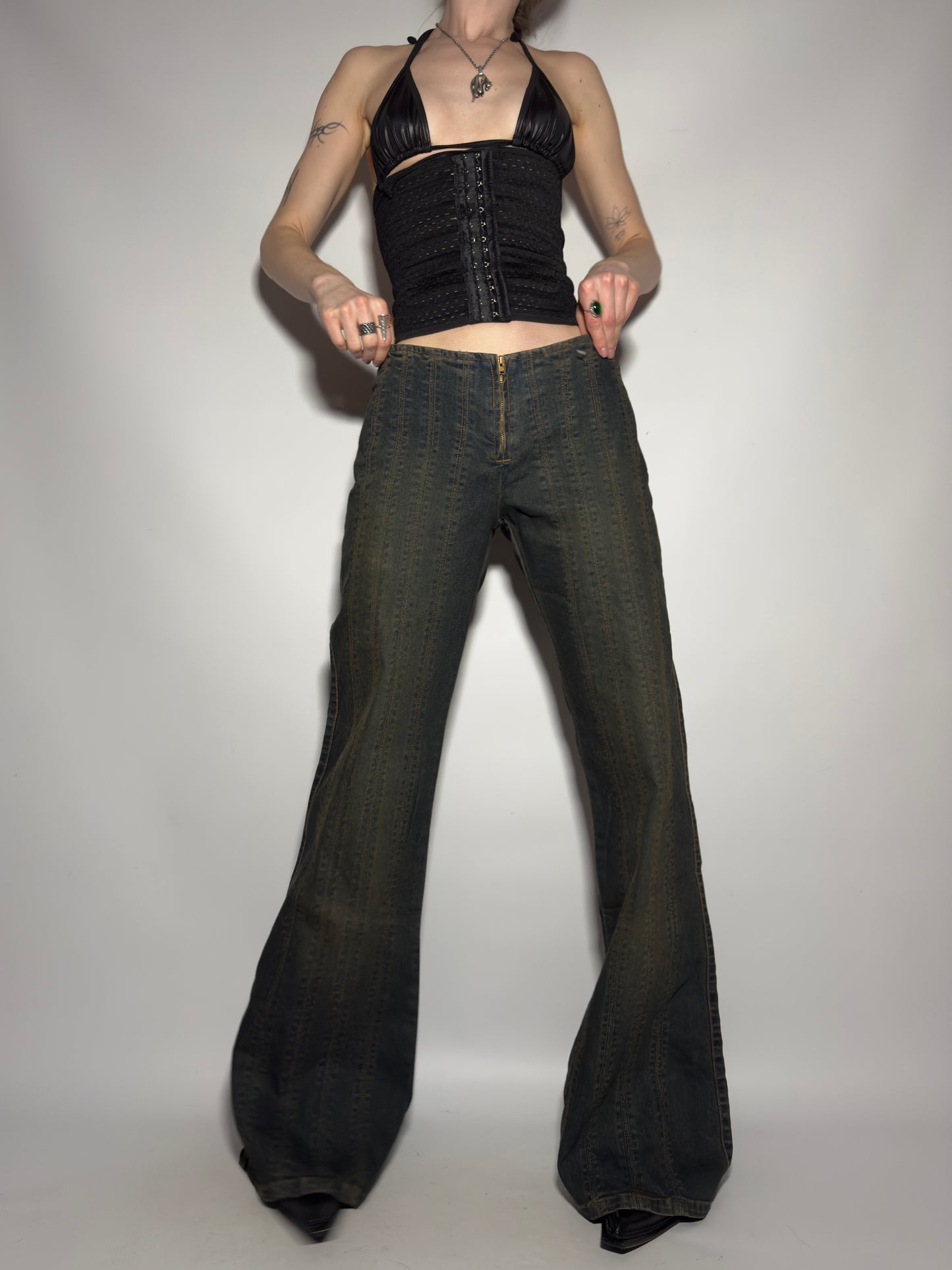 Vintage Brownish Flared Jeans  - TWINKLING GLOBAL