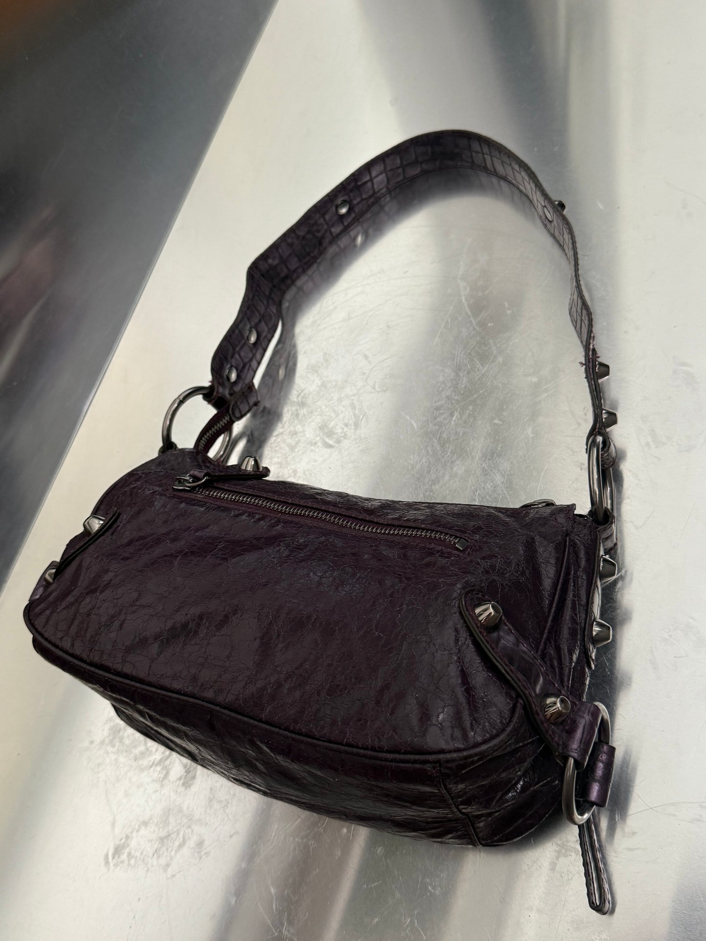 Vintage GUESS Shoulder Bag – Snakeskin & Studded Details  Twinkling