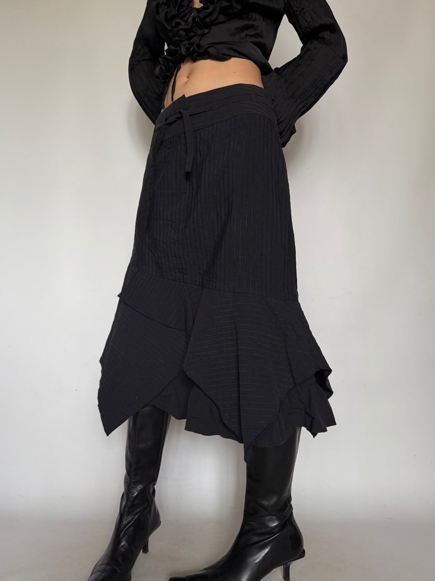 Vintage Asymmetrical Layered Skirt Black Twinkling Global