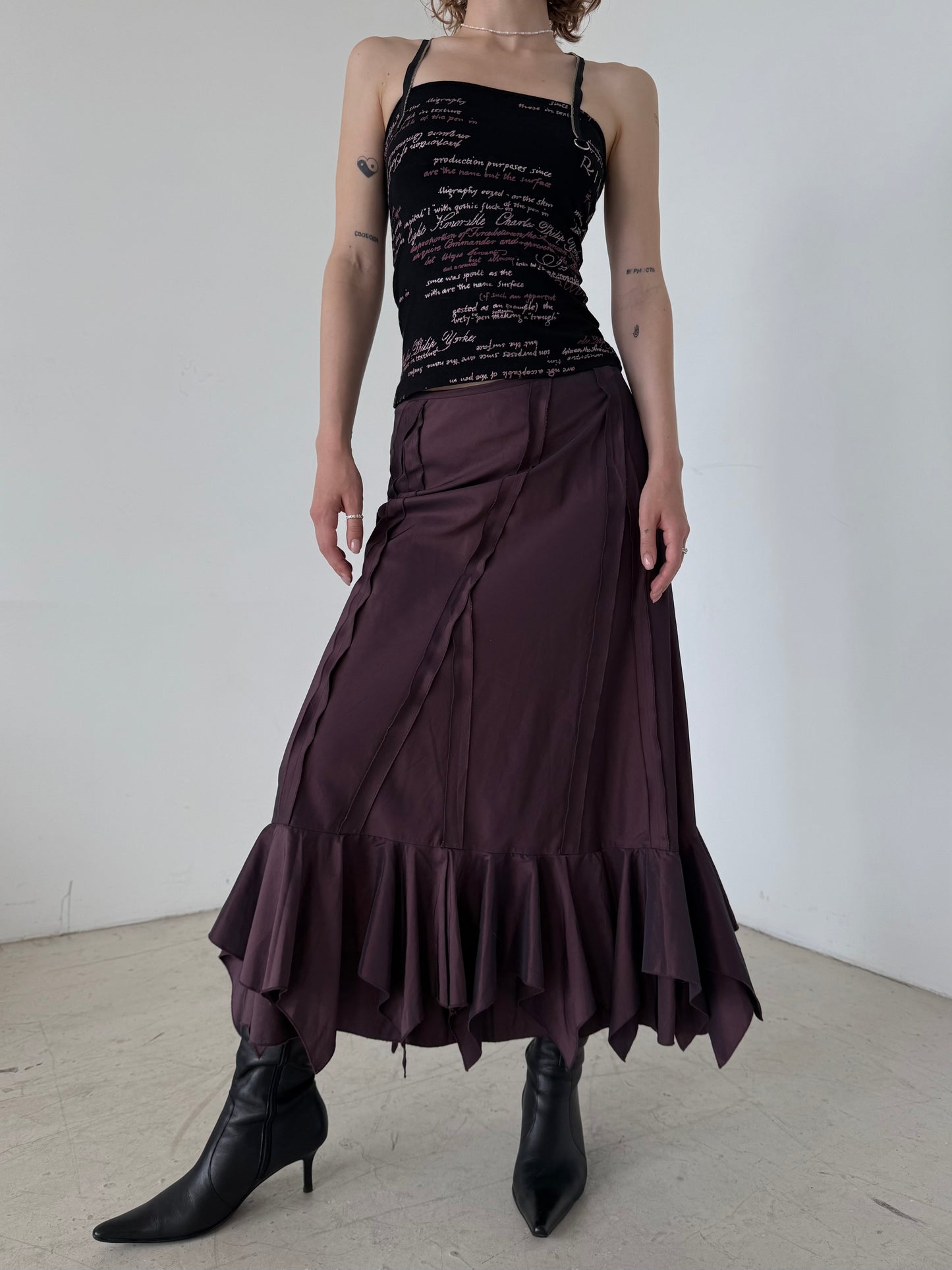 Vintage Plum Ruffle Hem Maxi Skirt – Twinkling Global