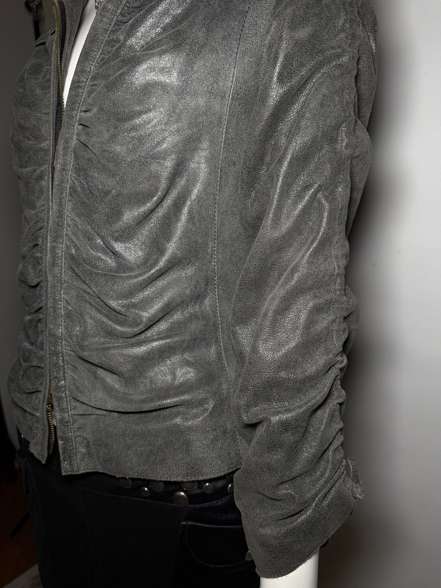 Vintage Suede Leather Draped Jacket Twinkling Global