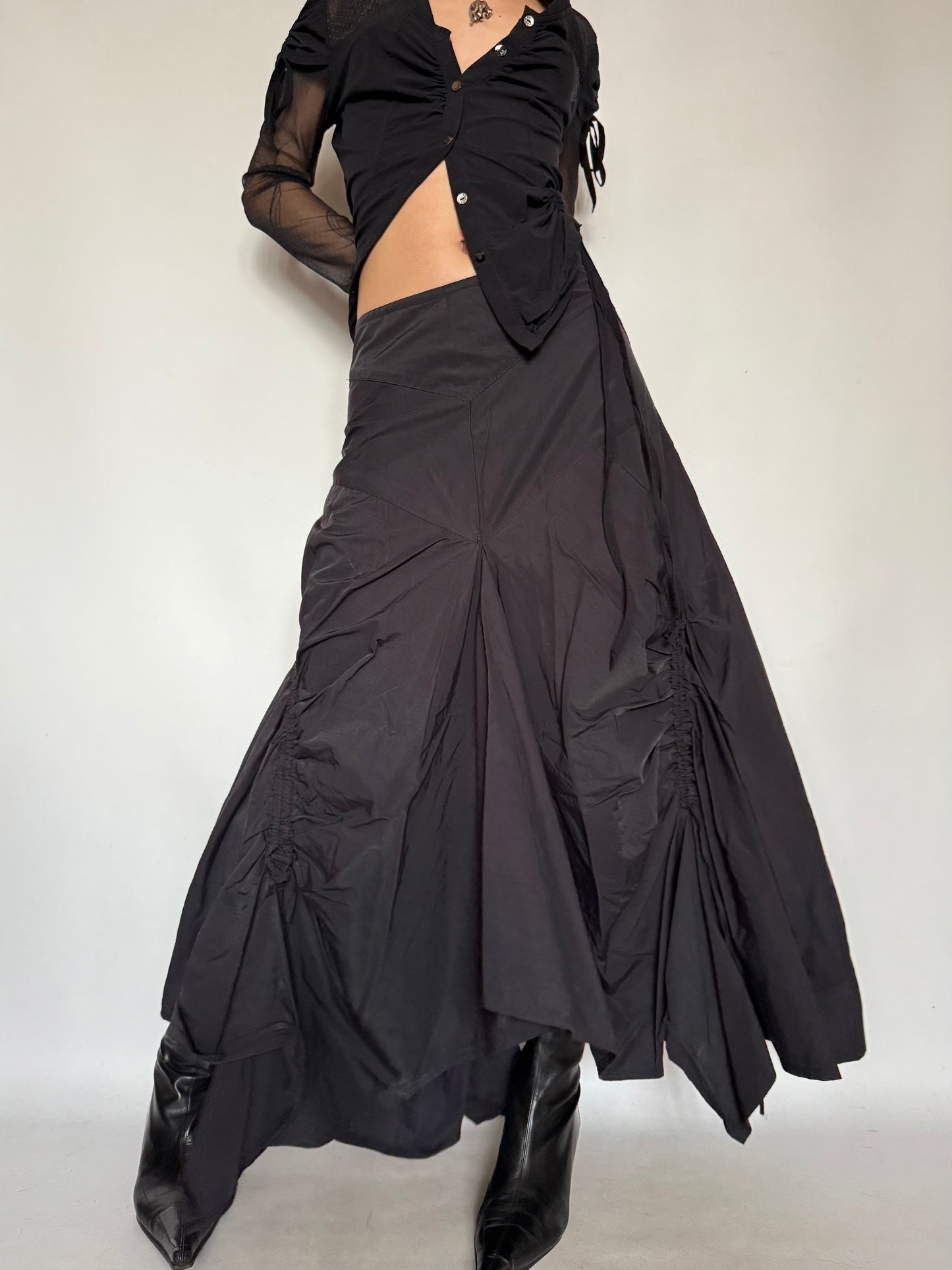 Vintage Gothic Asymmetrical Ruched Maxi Skirt – Twinkling Global