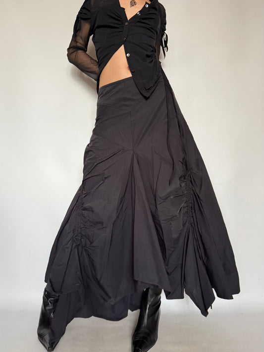 Vintage Gothic Asymmetrical Ruched Maxi Skirt – Twinkling Global